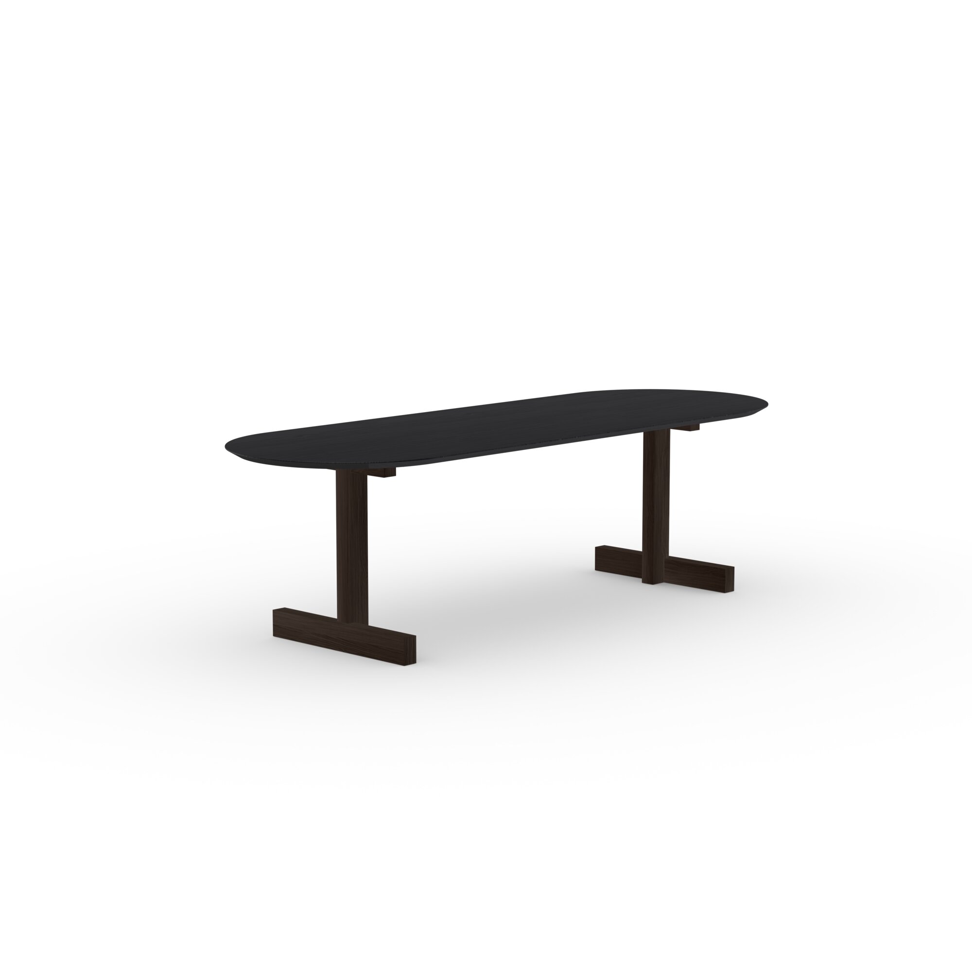 Flat oval Design dining table | Base Table Oak smoked stain | Oak black lacquer | Studio HENK | 