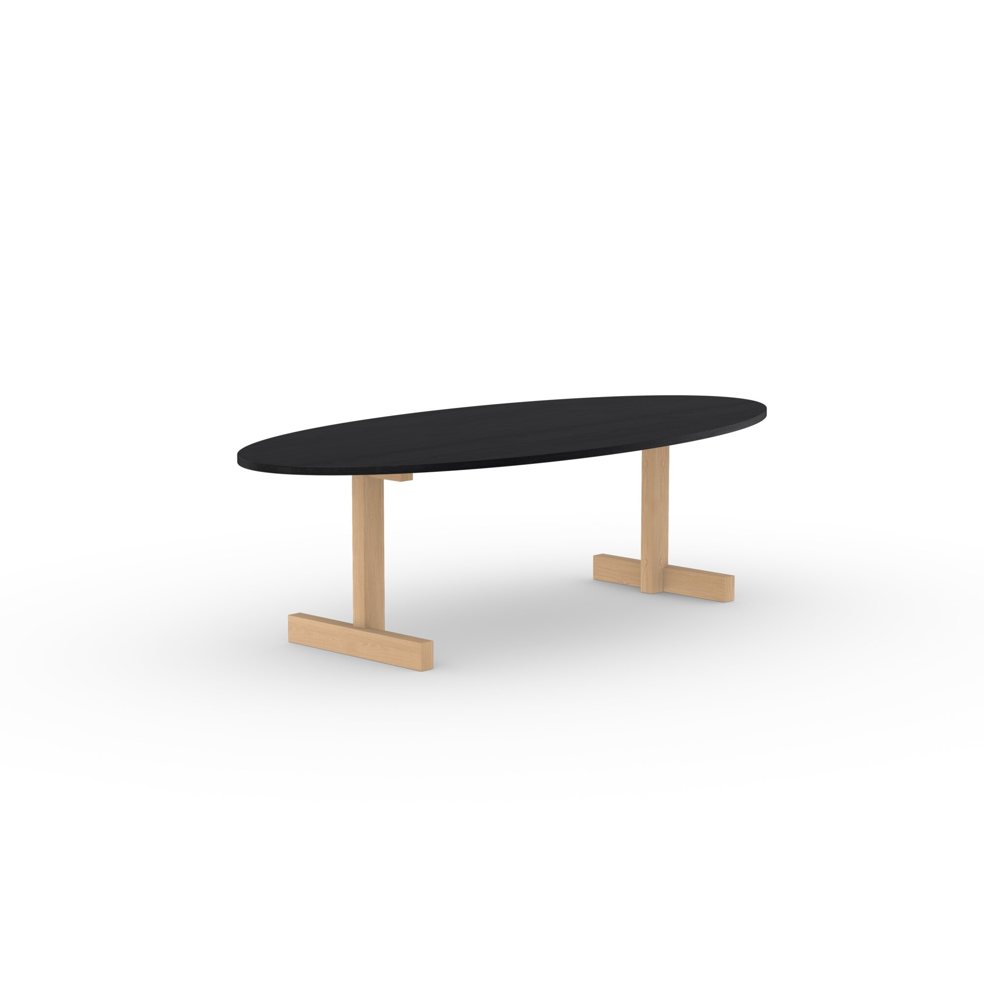 Oval Design dining table | Base Table Oak hardwax oil natural light | Oak black stain | Studio HENK | 