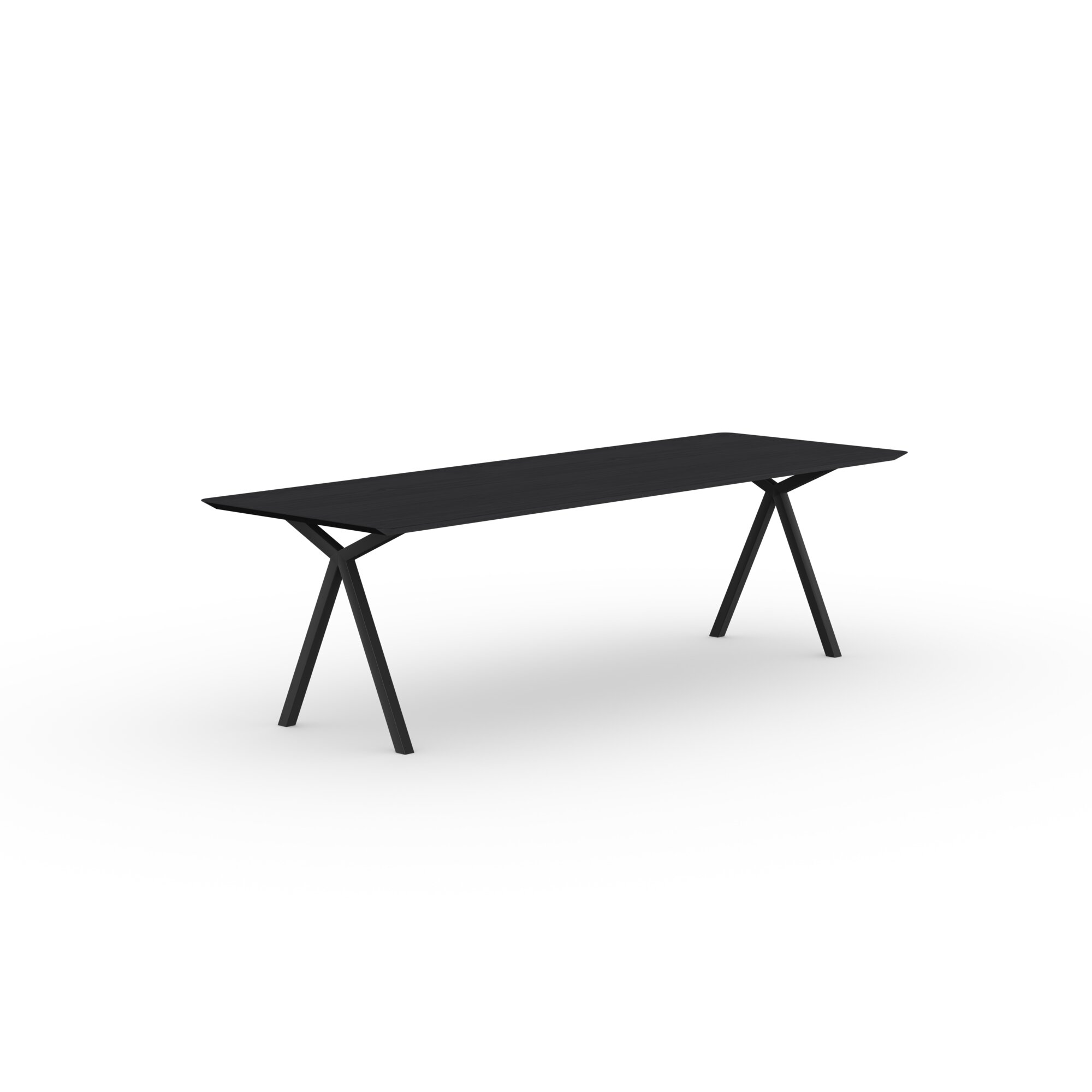 Rectangular Design dining table | Slim X-type Steel black powdercoating | Oak black stain | Studio HENK| 