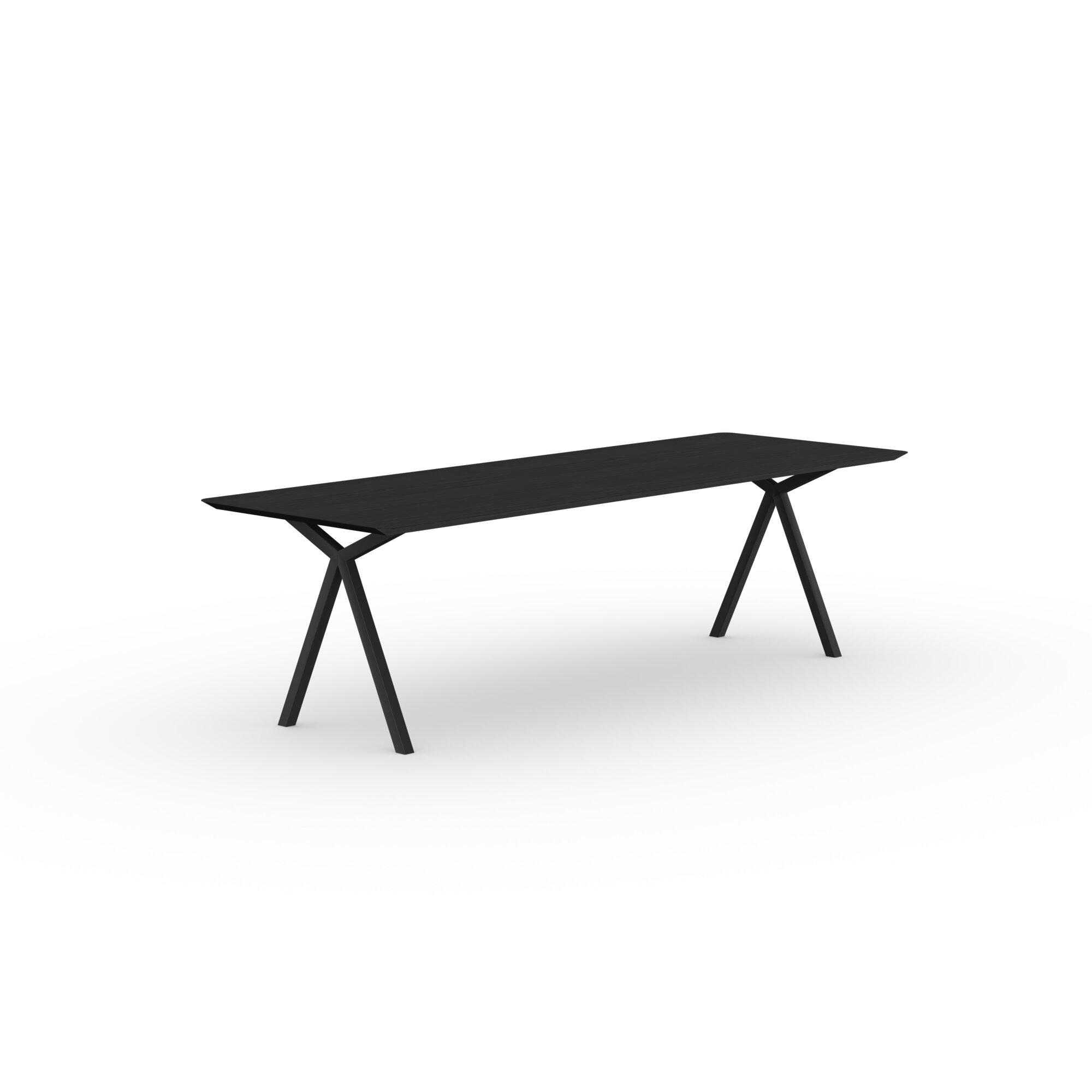 Rectangular Design dining table | Slim X-type Steel black powdercoating | Oak black stain | Studio HENK | 