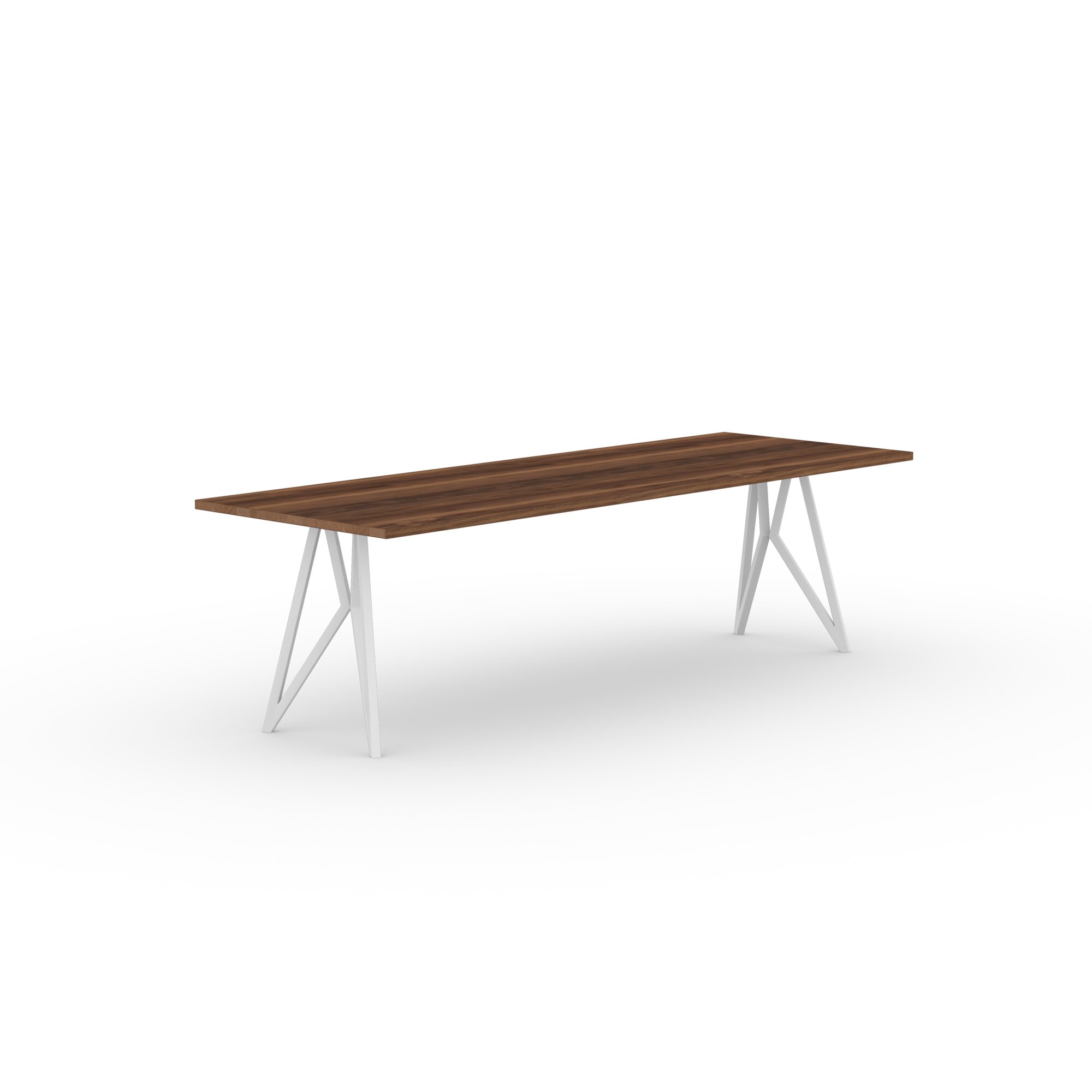Rectangular Design dining table | Butterfly Steel white powdercoating | Walnut naturel lacquer | Studio HENK | 