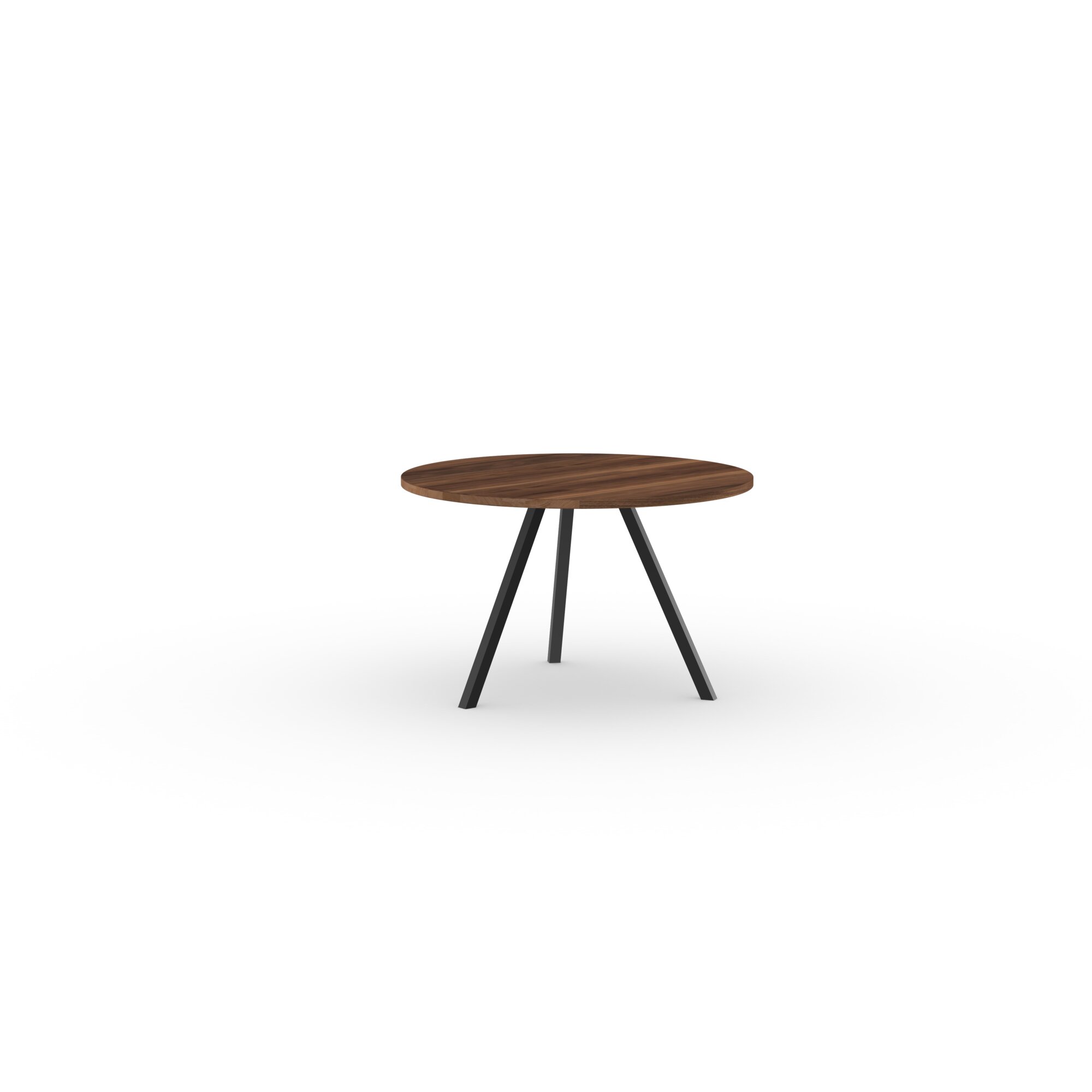 Ronde Design dining table | New Classic Tripod Steel black powdercoating | Walnut naturel lacquer | Studio HENK | 
