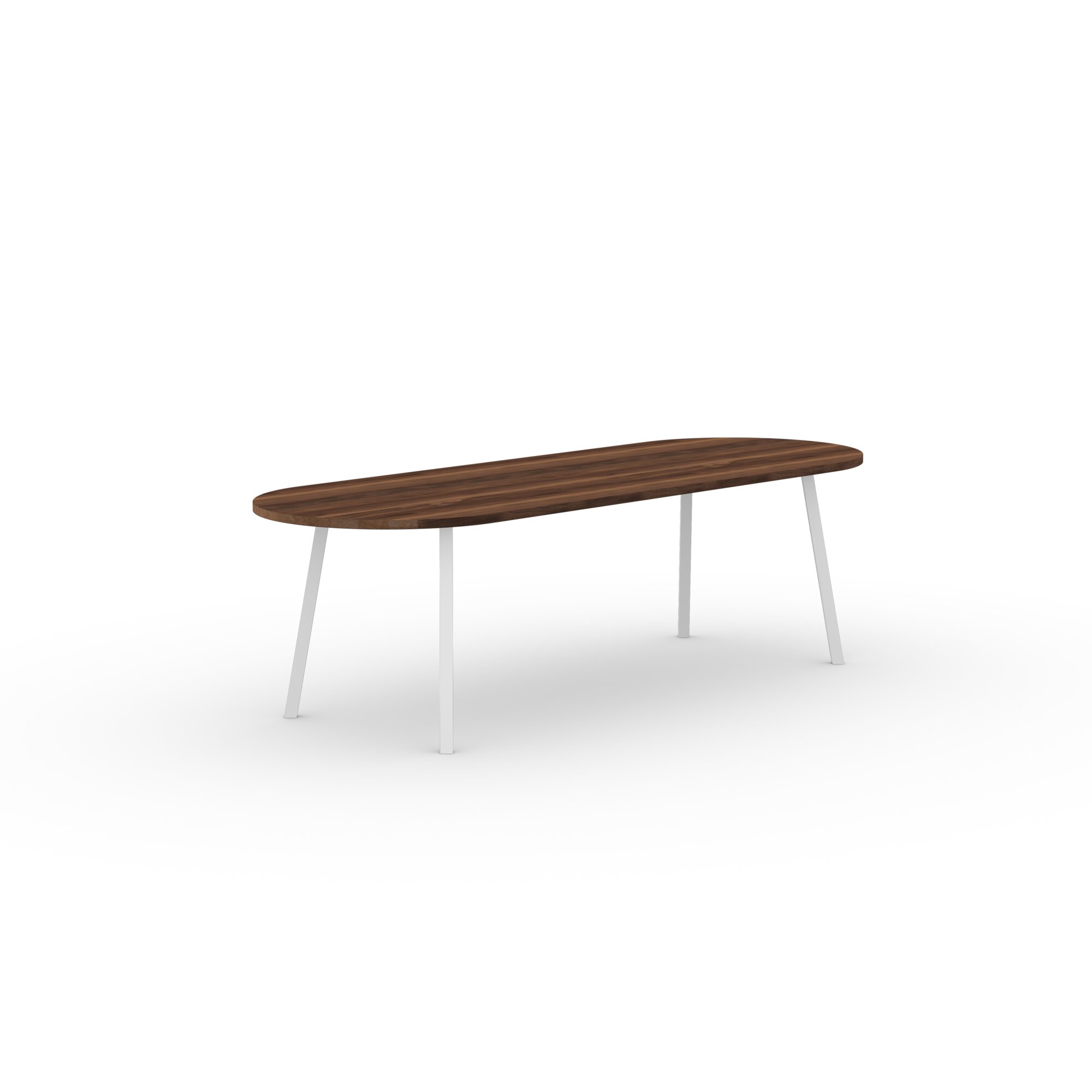 Flat oval Design dining table | New Classic Steel white powdercoating | Walnut naturel lacquer | Studio HENK | 