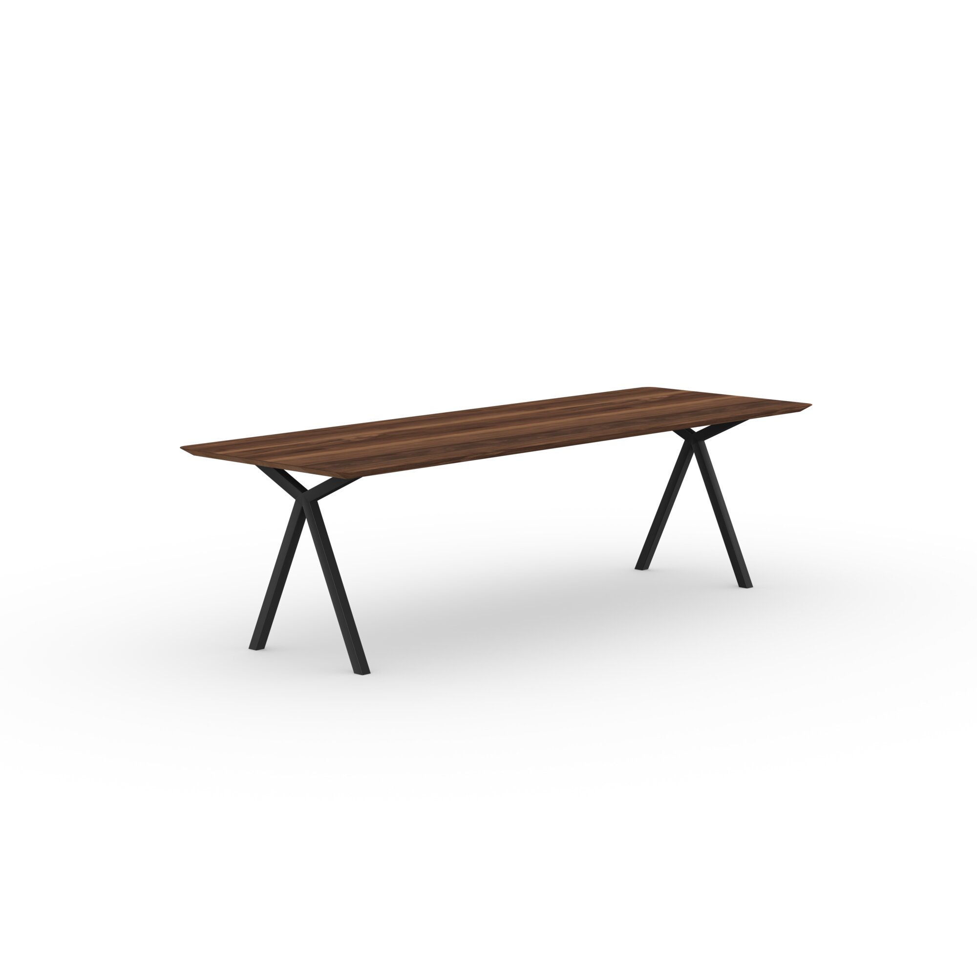 Rectangular Design dining table | Slim X-type Steel black powdercoating | Walnut naturel lacquer | Studio HENK| 
