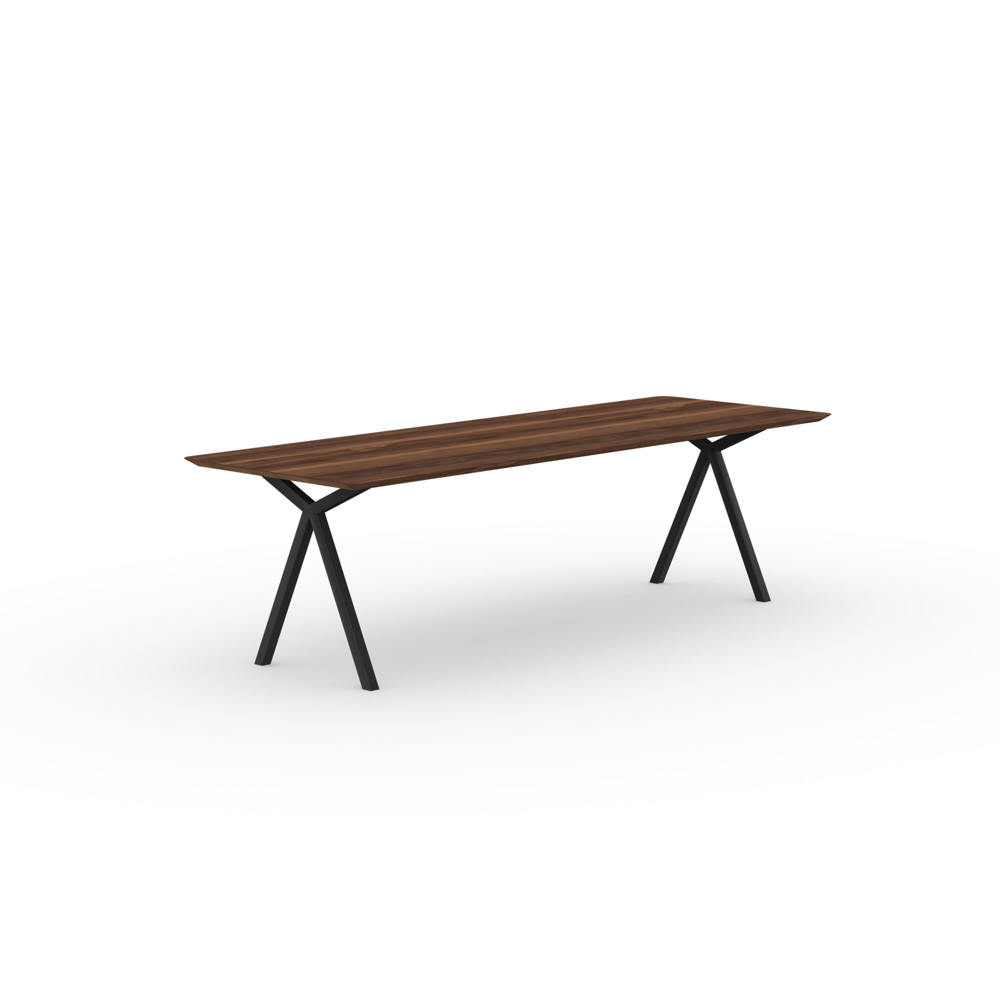 Rectangular Design dining table | Slim X-type Steel black powdercoating | Walnut naturel lacquer | Studio HENK | 