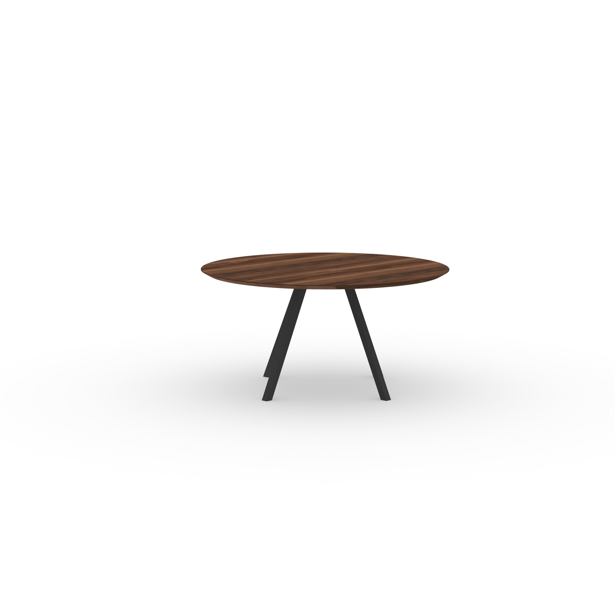 Ronde Design dining table | New Classic Quadpod Steel black powdercoating | Walnut naturel lacquer | Studio HENK | 
