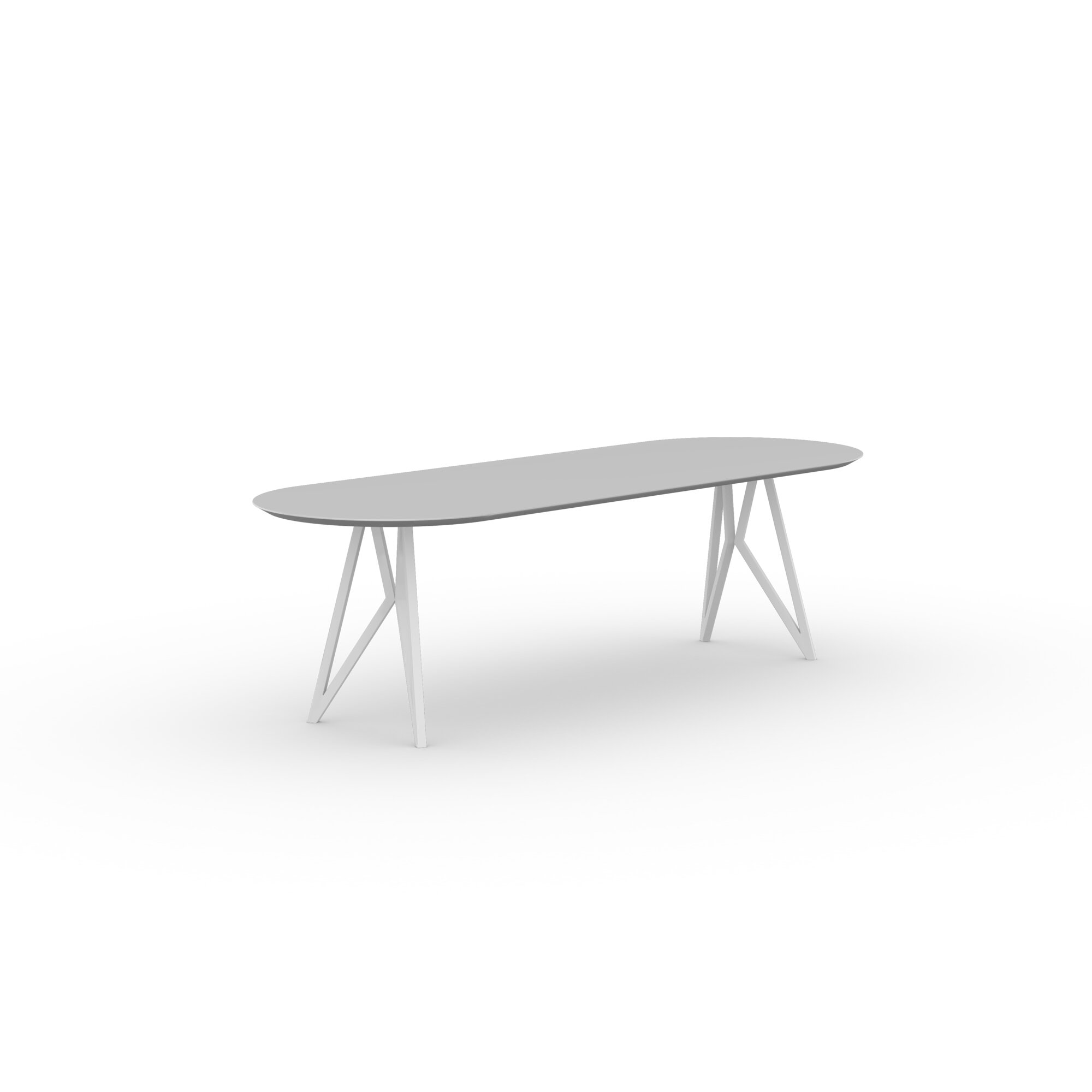 Flat oval Design dining table | Butterfly Steel white powdercoating | HPL Fenix grigio efeso | Studio HENK | 