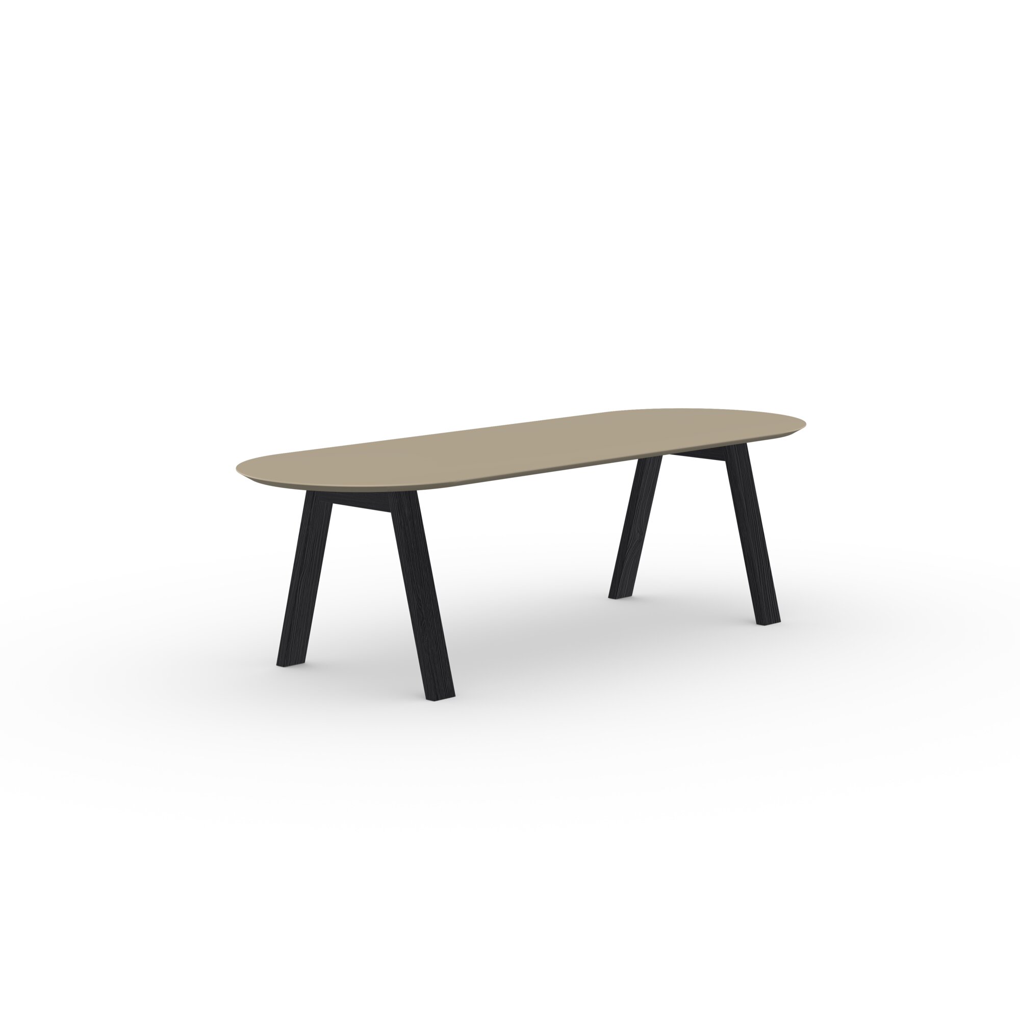 Flat oval Design dining table | Legno Oak black stain | HPL Fenix beige luxor | Studio HENK | 