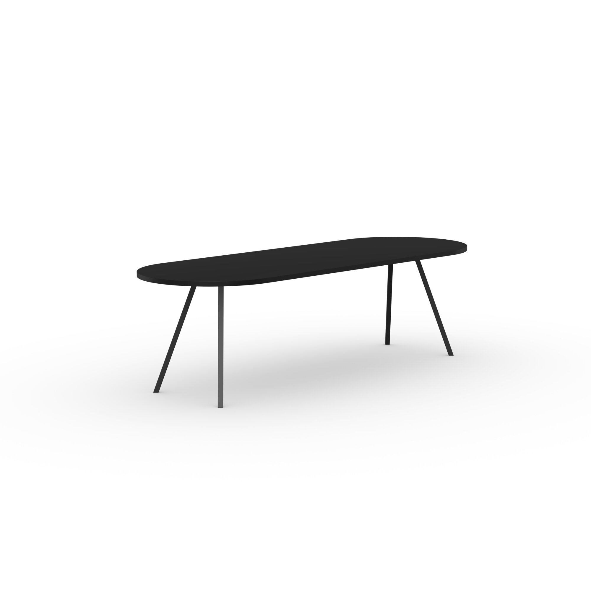 Flat oval Design dining table | Slim Co Steel black powdercoating | HPL Fenix nero ingo | Studio HENK | 