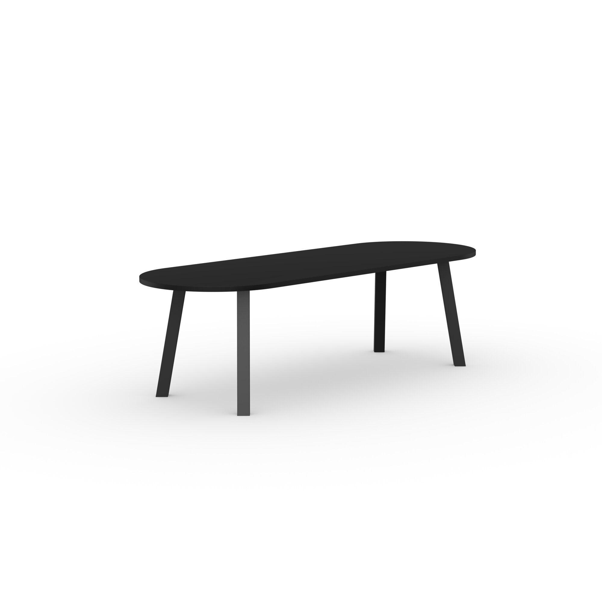 Flat oval Design dining table | Co Steel black powdercoating | HPL Fenix nero ingo | Studio HENK | 