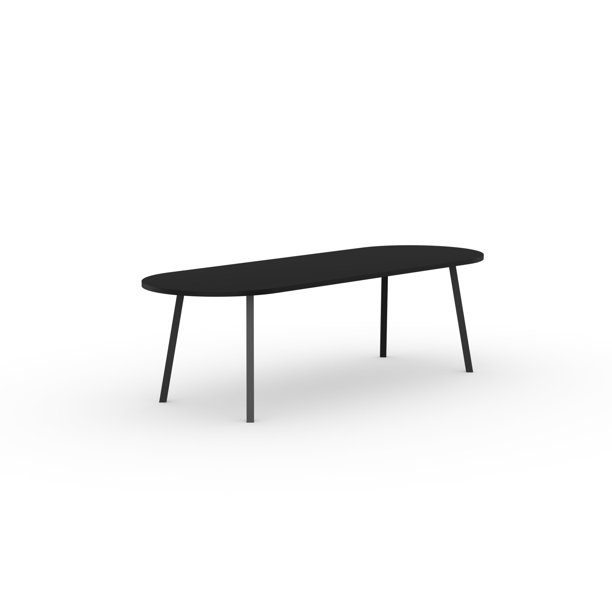 Flat oval Design dining table | New Classic Steel black powdercoating | HPL Fenix nero ingo | Studio HENK | 