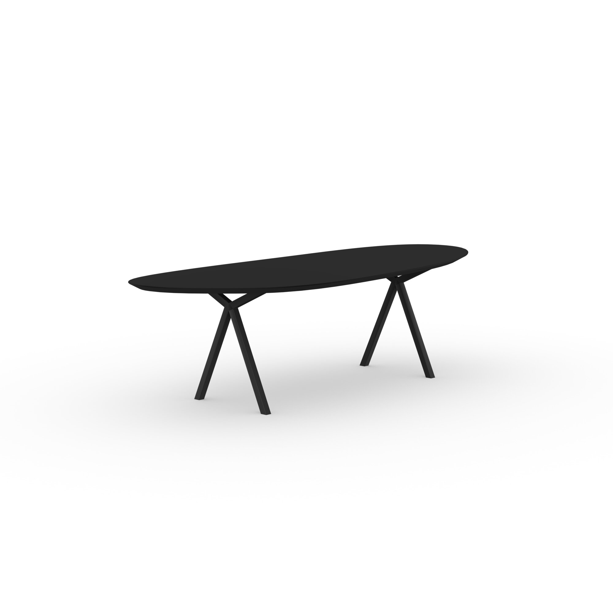 Blob Design dining table | Slim X-type Steel black powdercoating | HPL Fenix nero ingo | Studio HENK| 