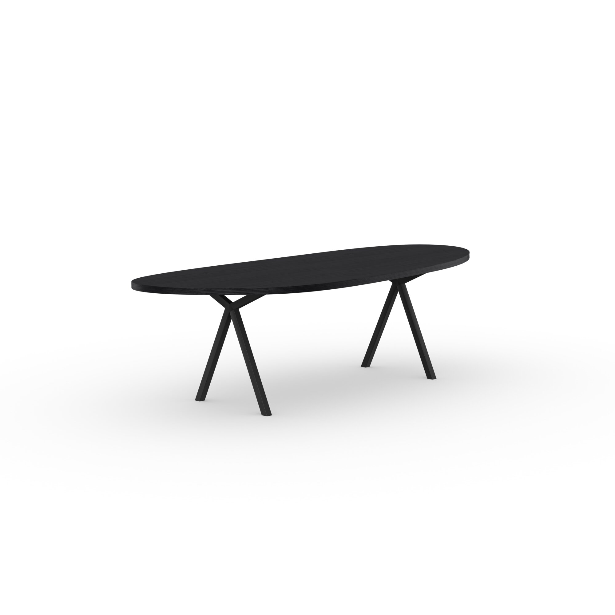 Blob Design dining table | Slim X-type Steel black powdercoating | Oak black lacquer | Studio HENK | 