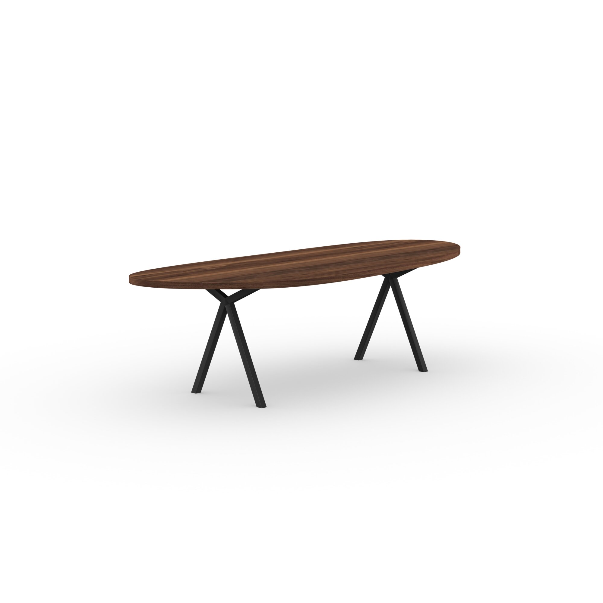 Blob Design dining table | Slim X-type Steel black powdercoating | Walnut naturel lacquer | Studio HENK | 