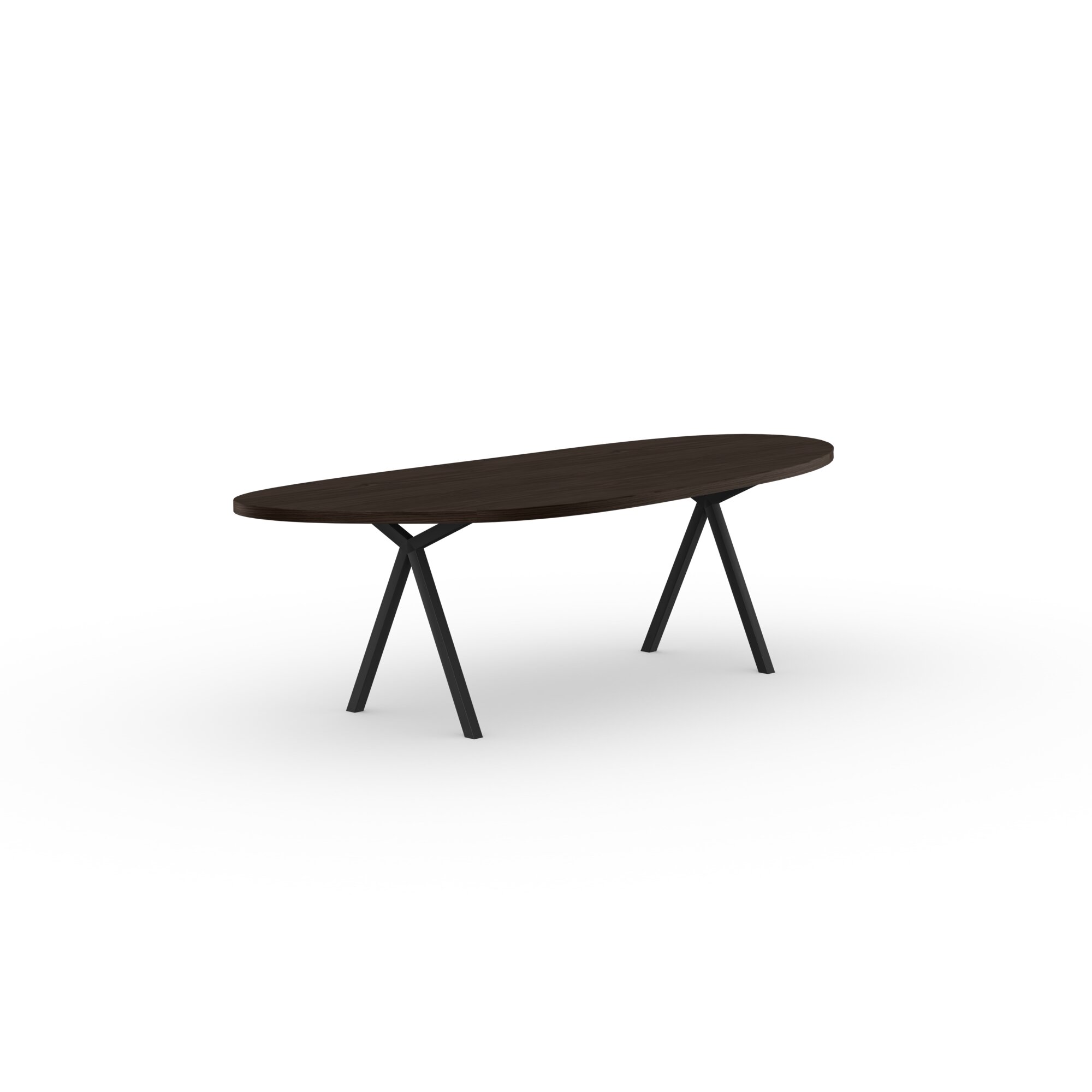 Blob Design dining table | Slim X-type Steel black powdercoating | Oak smoked | Studio HENK| 