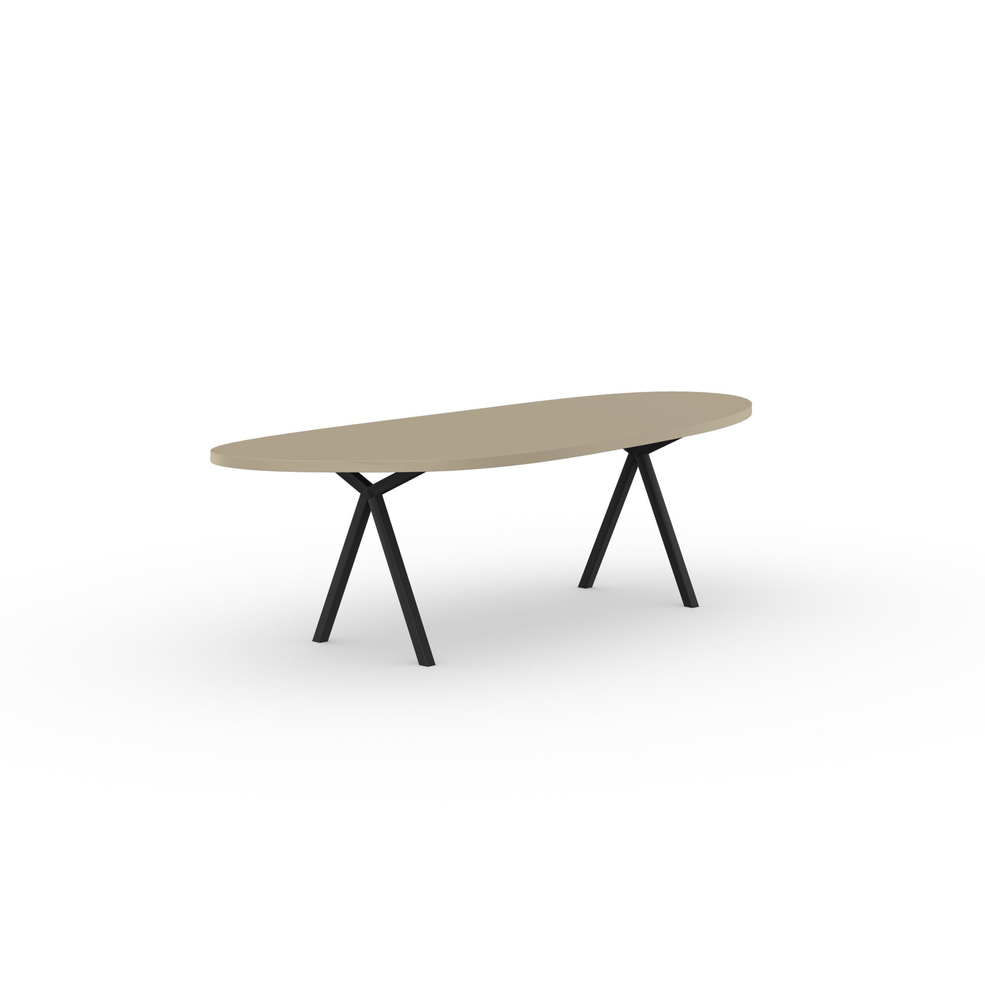 Blob Design dining table | Slim X-type Steel black powdercoating | HPL Fenix beige luxor | Studio HENK | 