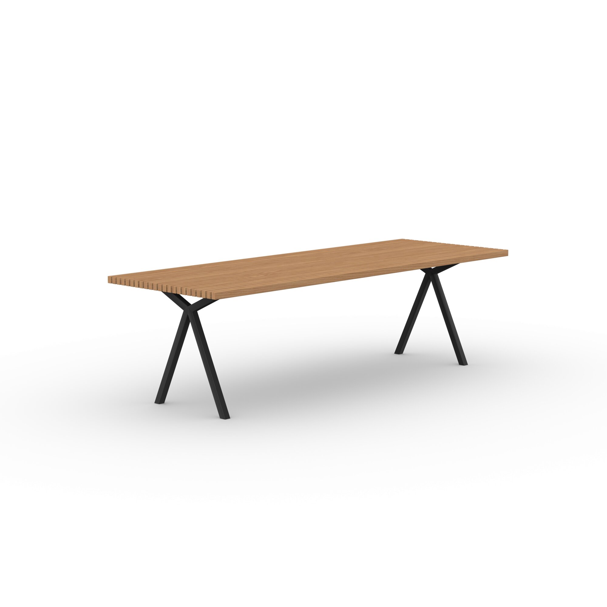 Rectangular Outdoor Design dining table | Slim X-type Outdoor Table Steel black powdercoating | Iroko | Studio HENK| 