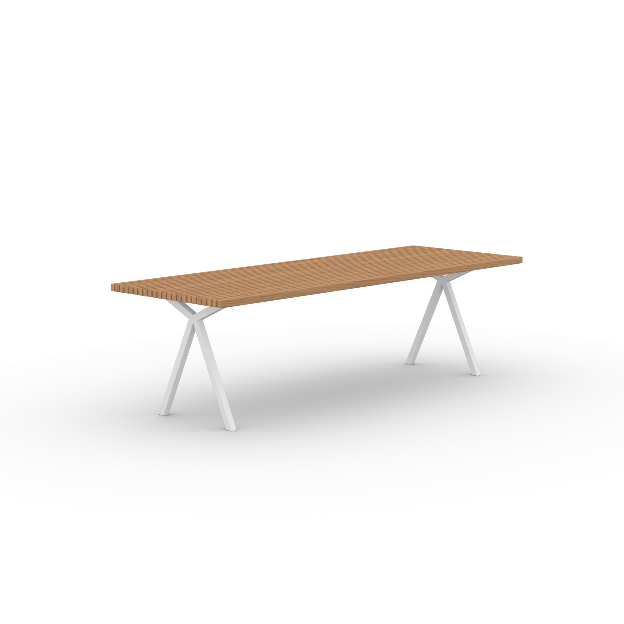 Rectangular Outdoor Design dining table | Slim X-type Outdoor Table Steel white powdercoating | Iroko | Studio HENK| 