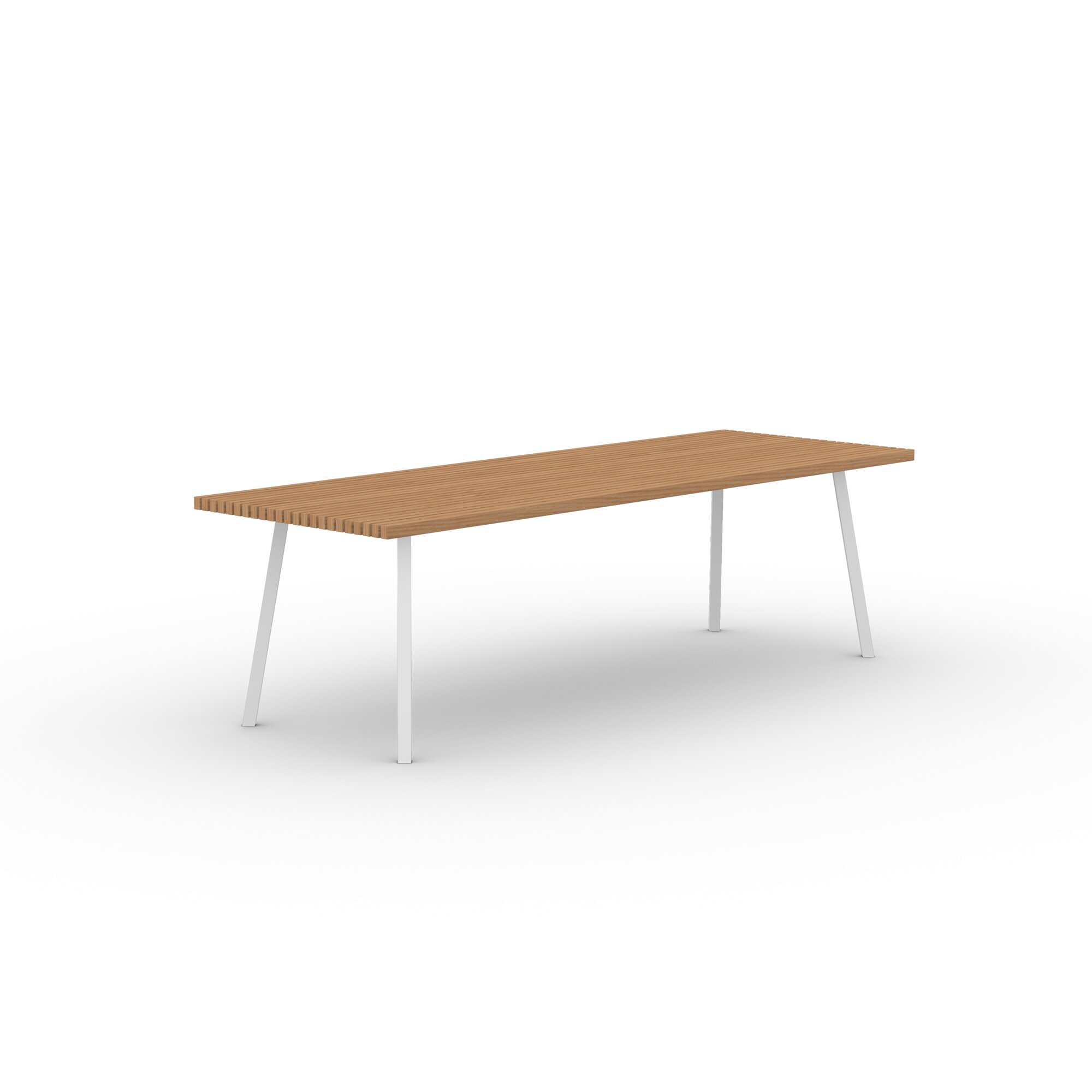 Rectangular Outdoor Design dining table | New Classic Outdoor Table Steel white powdercoating | Iroko | Studio HENK| 