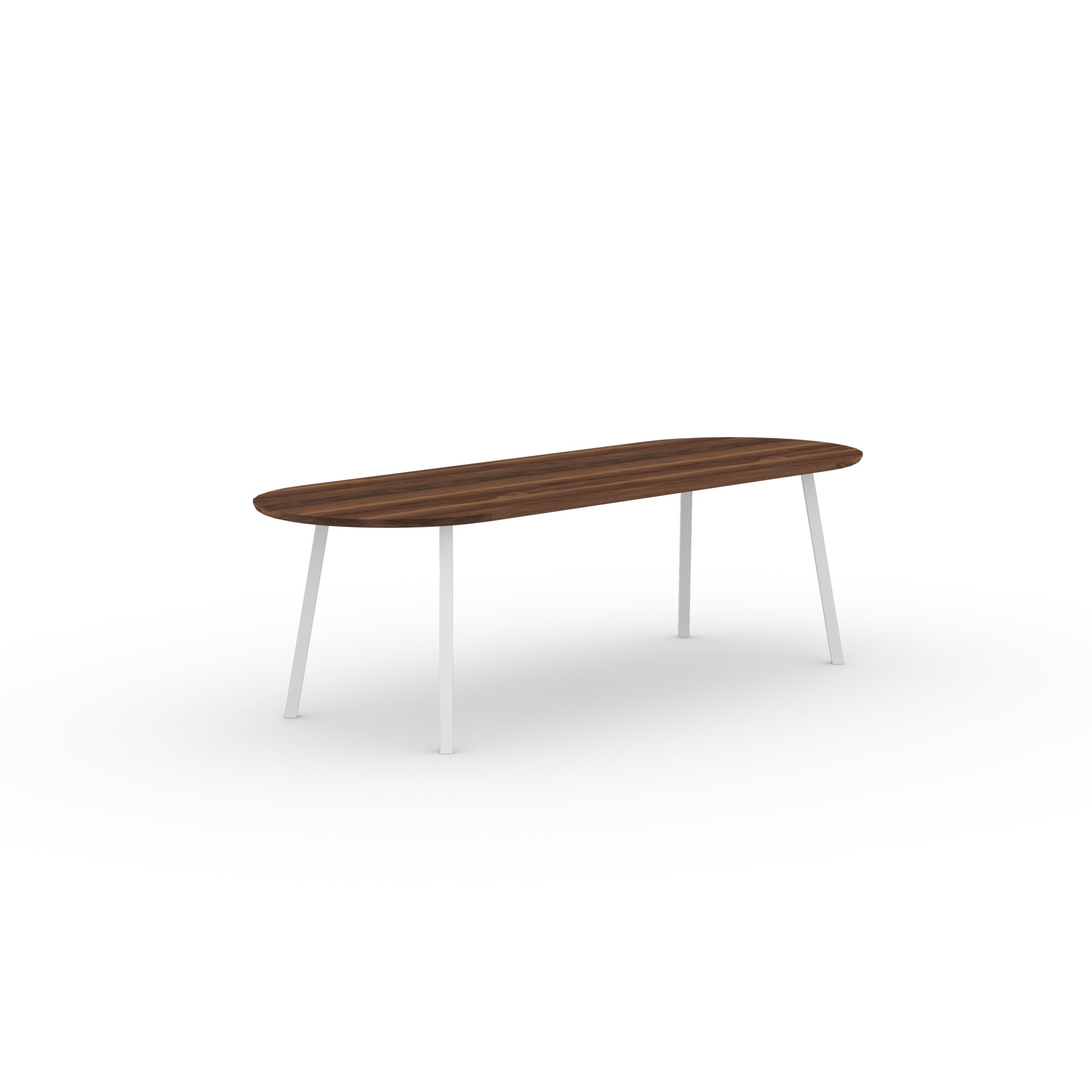 Flat oval Design dining table | New Classic Steel white powdercoating | Walnut naturel lacquer | Studio HENK | 