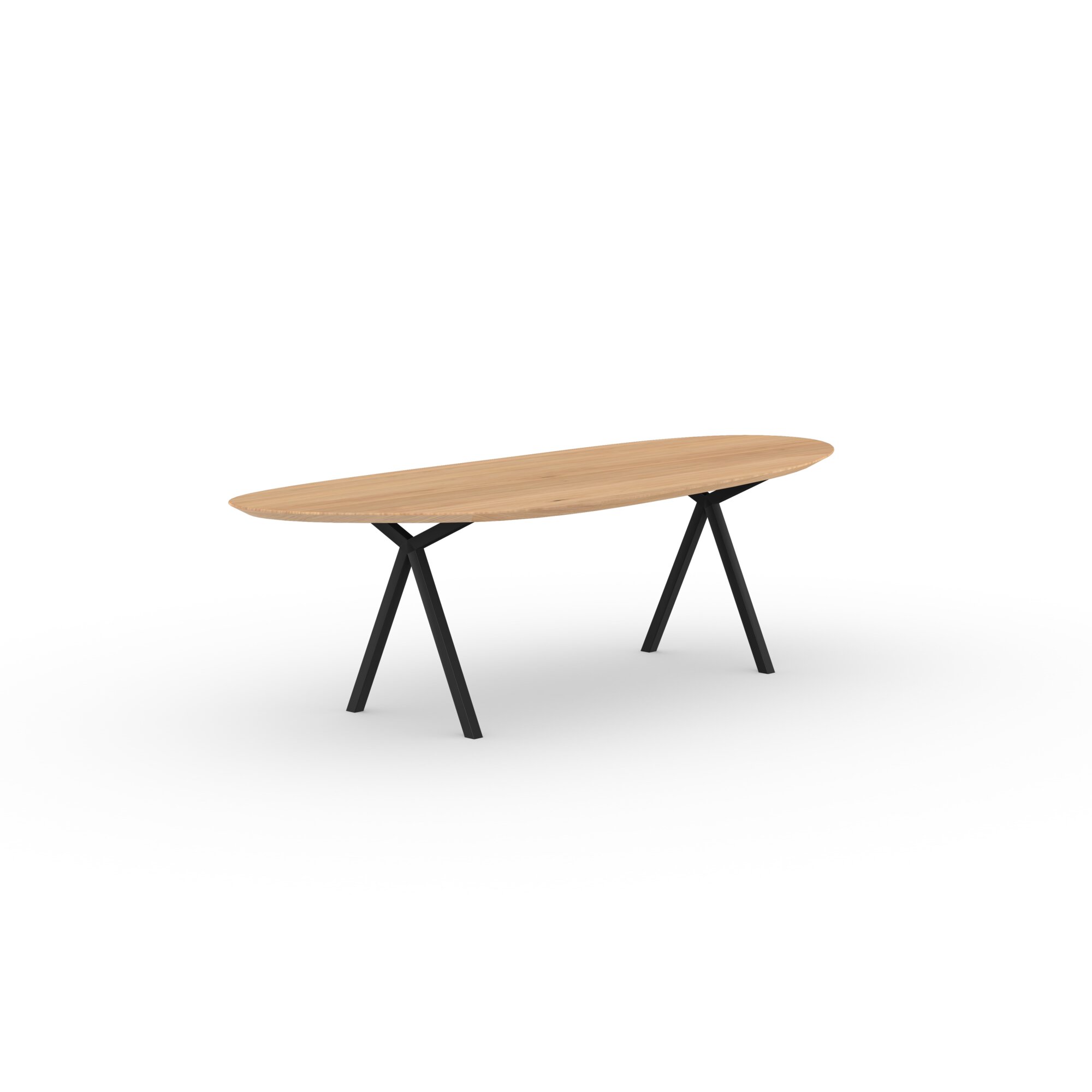 Blob Design dining table | Slim X-type Steel black powdercoating | Oak natural lacquer  | Studio HENK | 