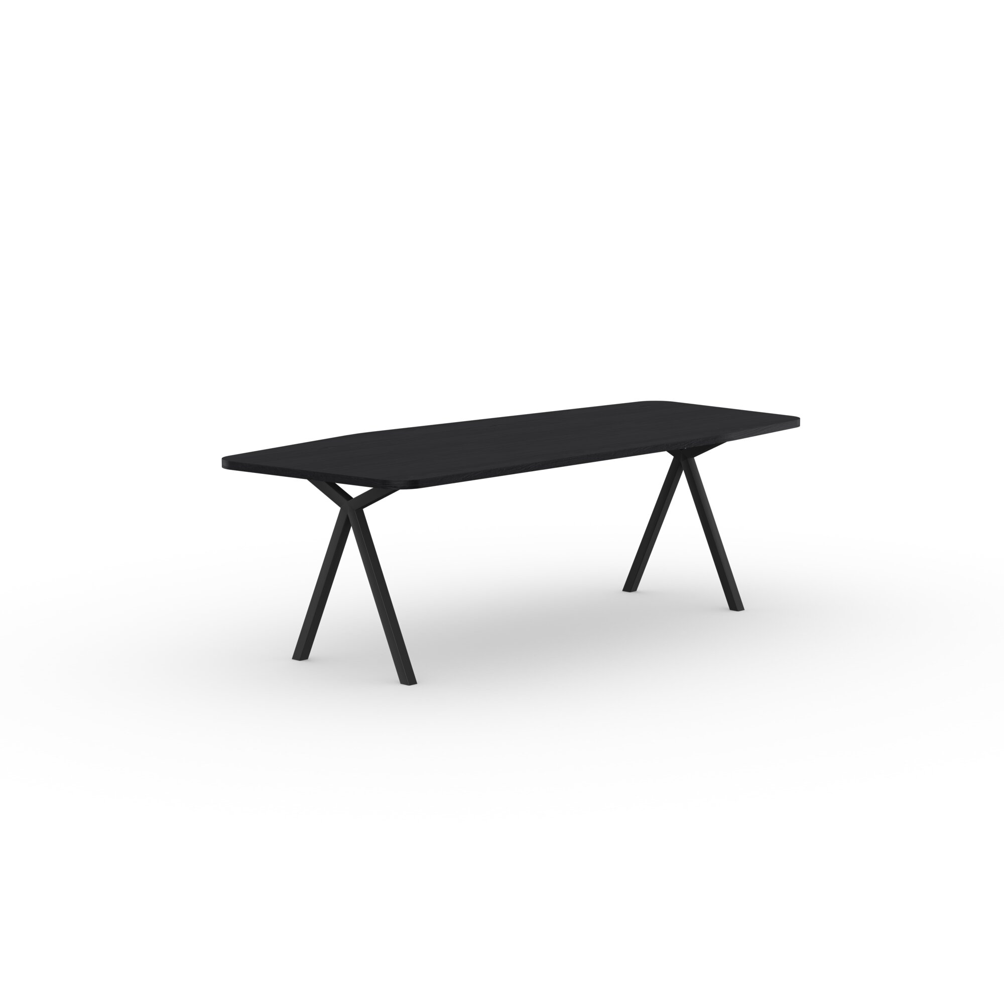  Design dining table | Slim X-type Steel black powdercoating | Oak black lacquer | Studio HENK | 