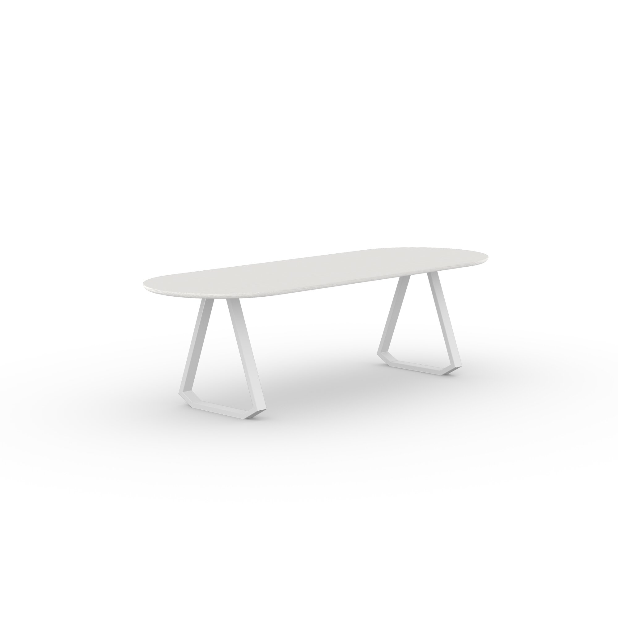 Flat oval Design dining table | Topple Steel white powdercoating | Oak white lacquer | Studio HENK | 
