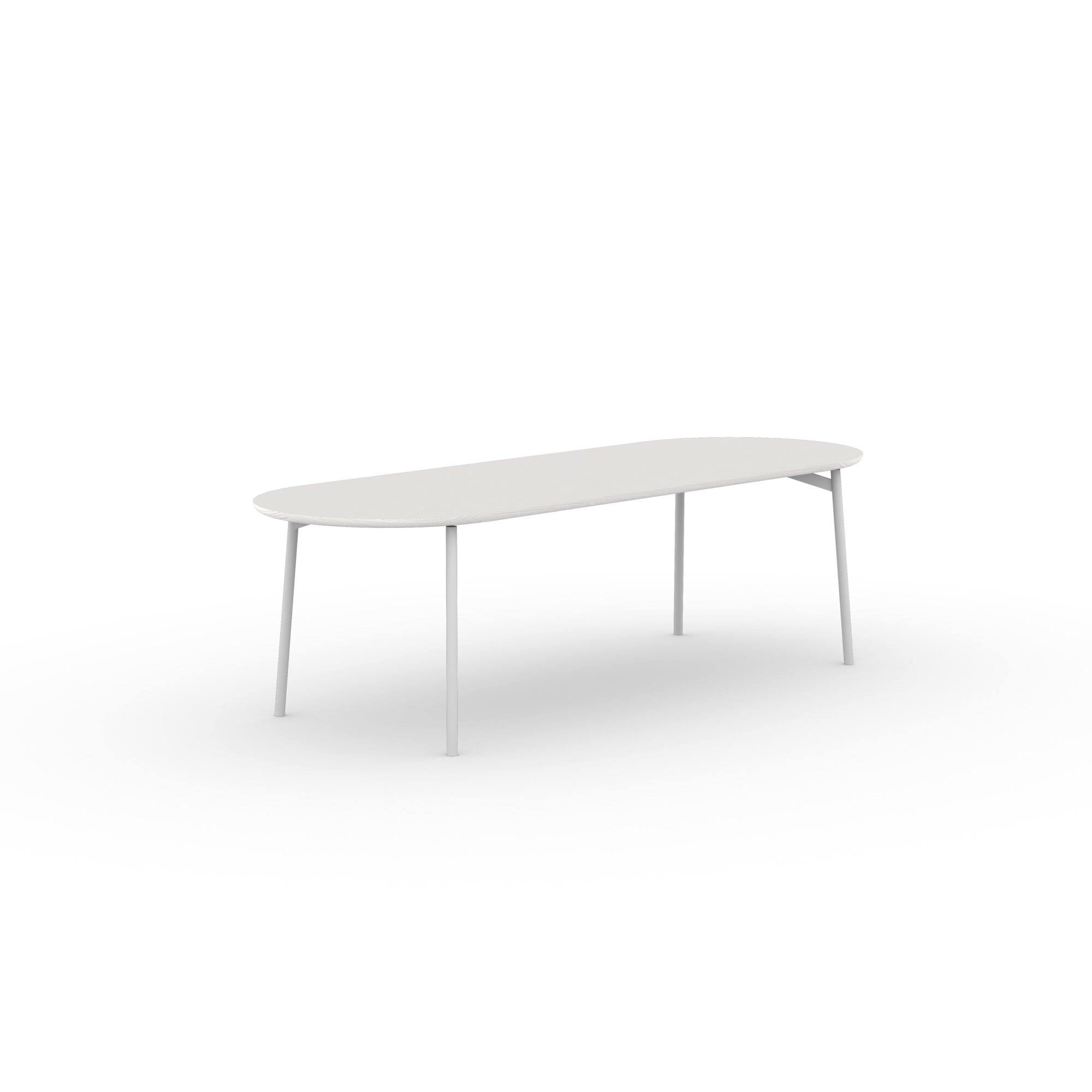 Flat oval Design dining table | Flyta Steel white powdercoating | Oak white lacquer | Studio HENK | 