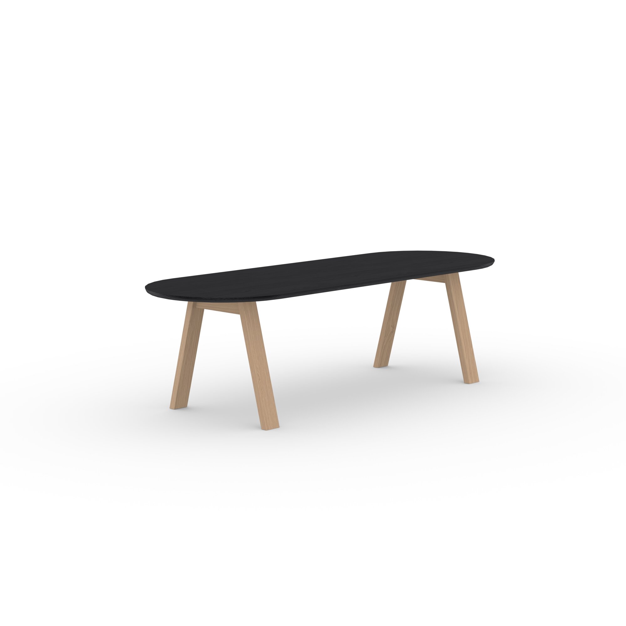 Flat oval Design dining table | Legno Oak hardwax oil natural light | Oak black lacquer | Studio HENK | 