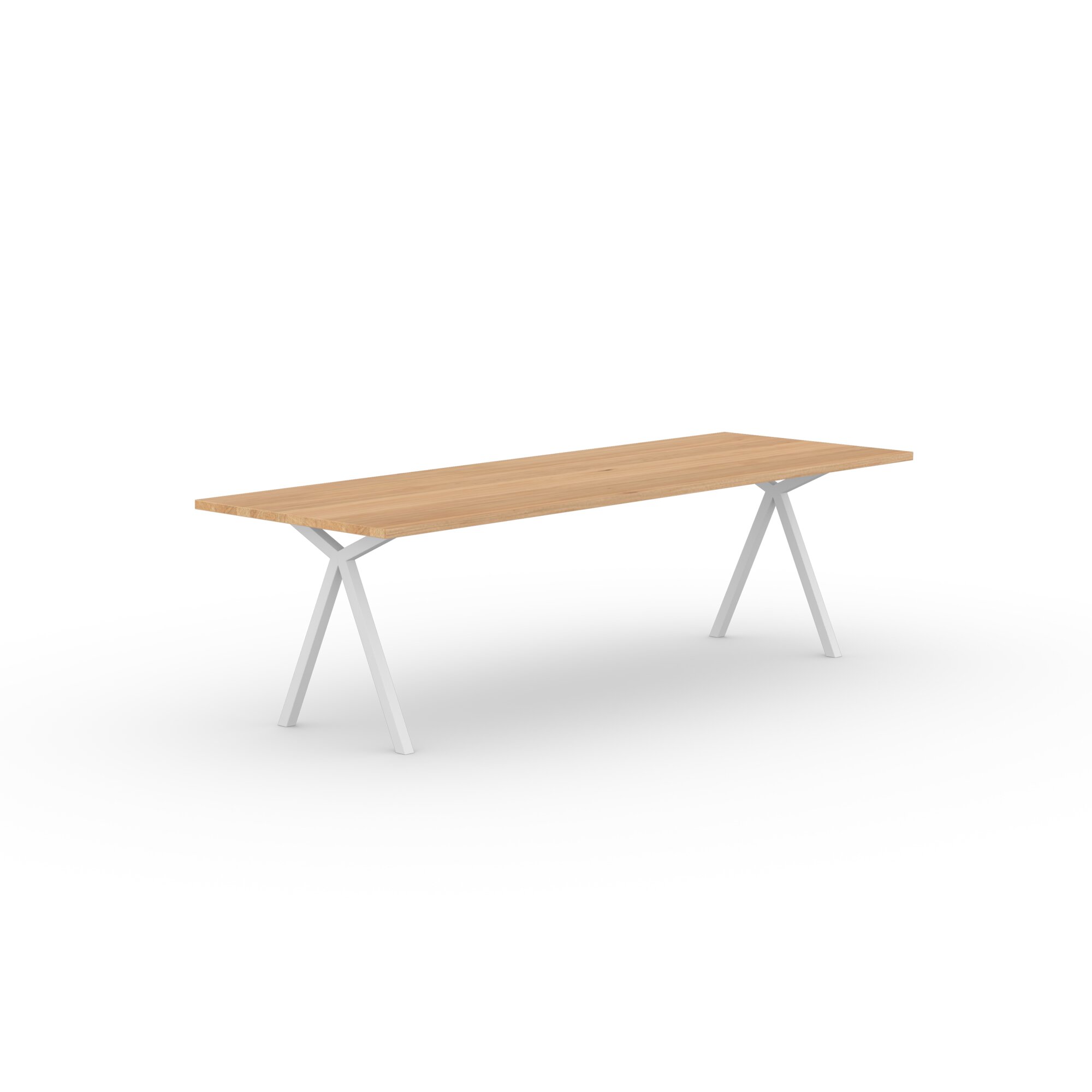 Rectangular Design dining table | Slim X-type Steel white powdercoating | Oak natural lacquer  | Studio HENK | 