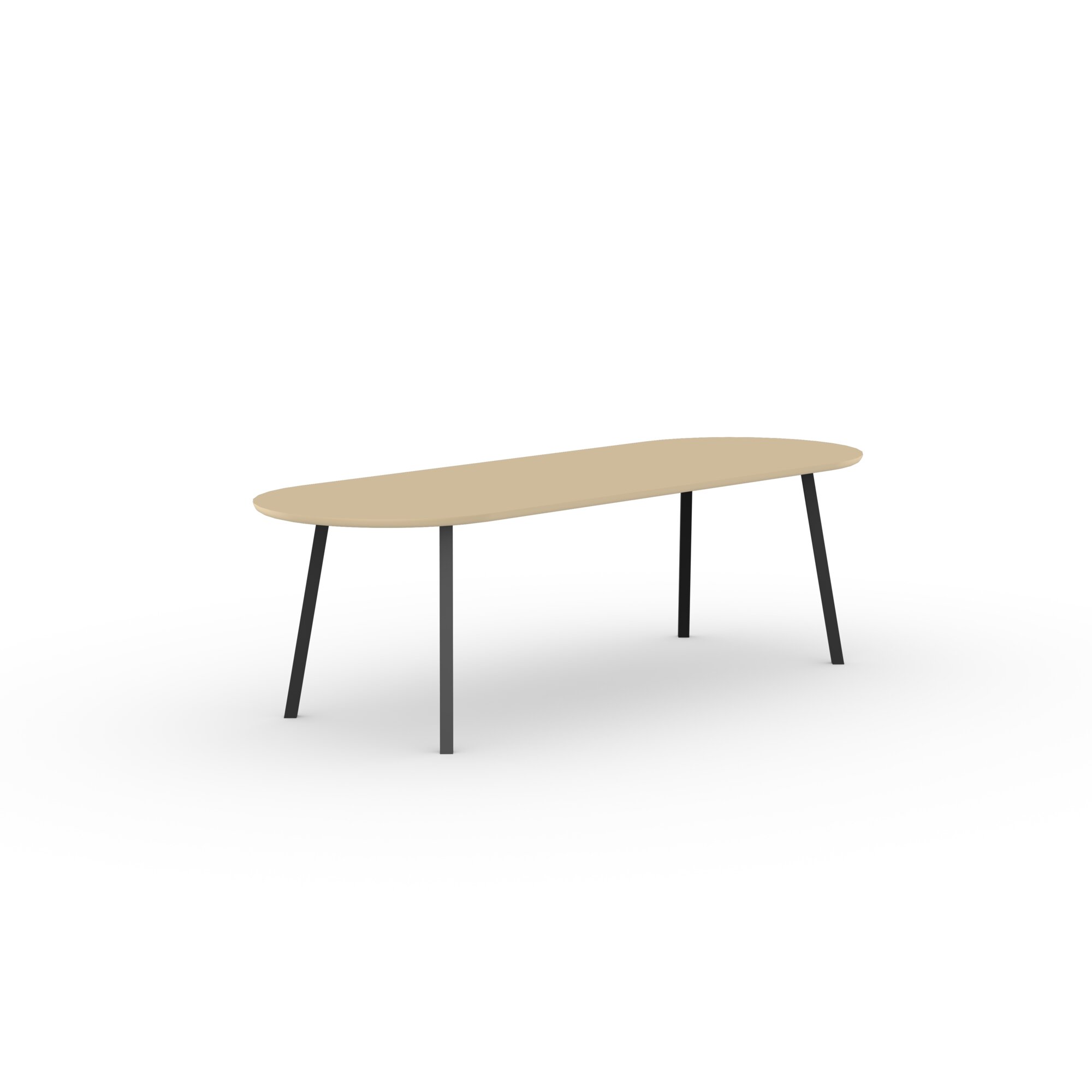 Flat oval Design dining table | New Classic Steel black powdercoating | HPL Unilin Sunset beige | Studio HENK| 