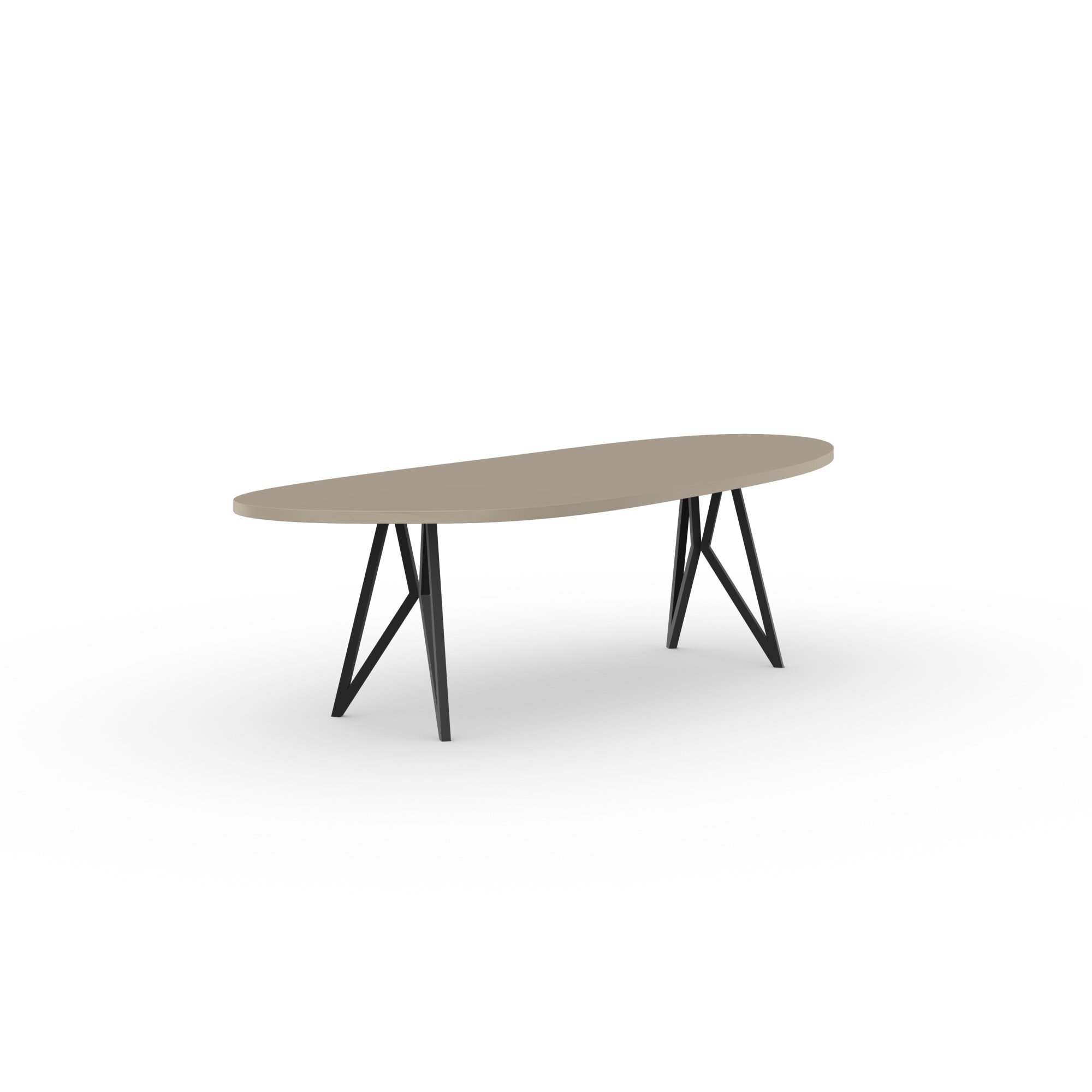 Blob Design dining table | Butterfly Steel black powdercoating | HPL Unilin Dark ecru | Studio HENK| 