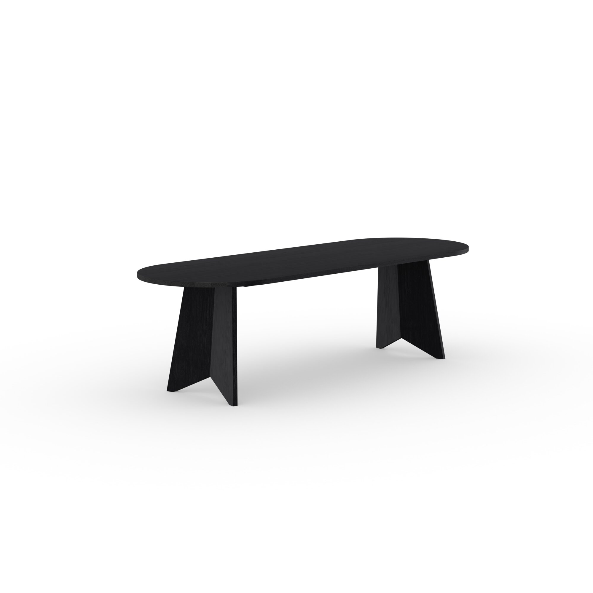 Flat oval Design dining table | Butterfly Wood Dining Table Oak black stain | Oak black stain | Studio HENK | 