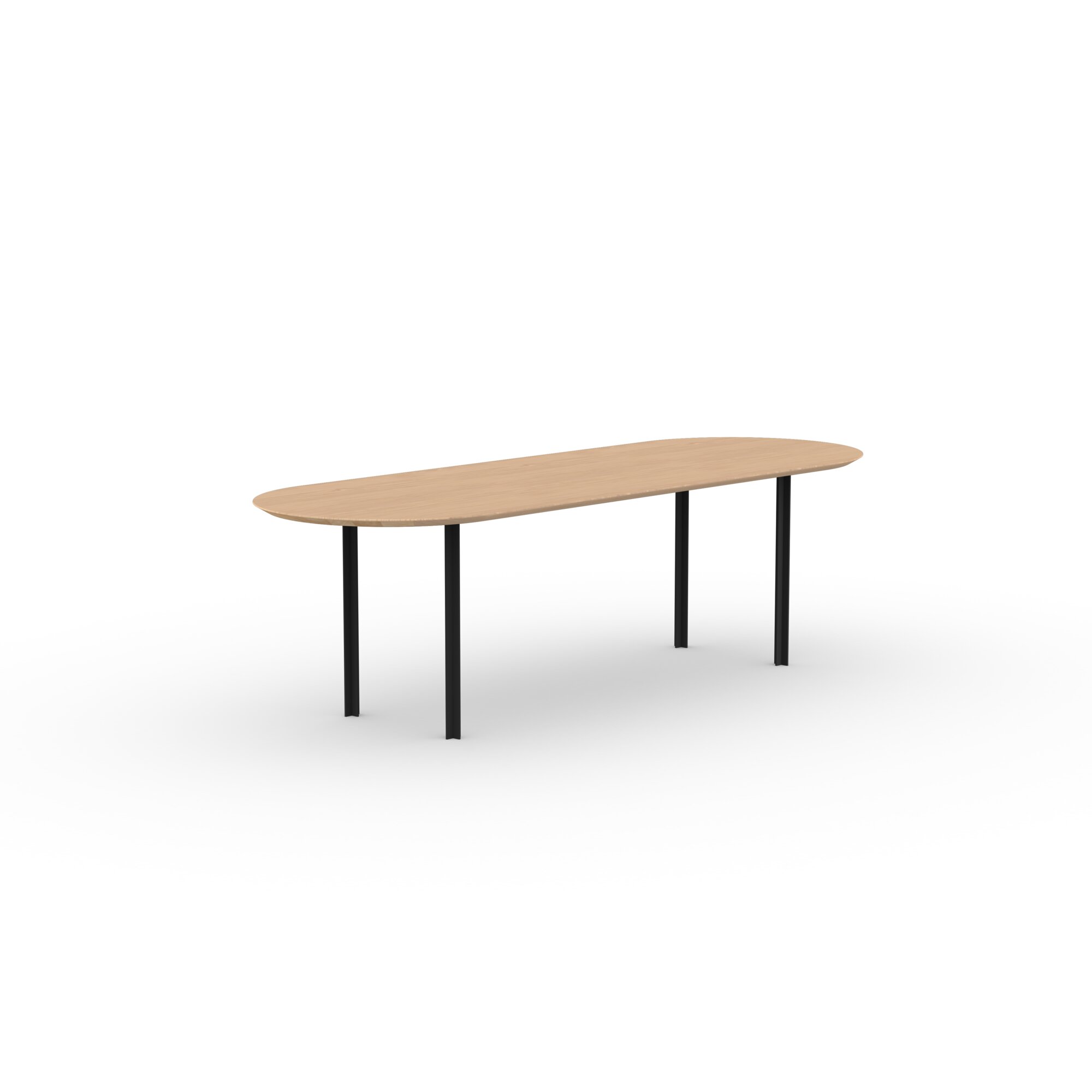 Flat oval Design dining table | Cross Dining Table Steel black powdercoating | Oak hardwax oil natural light | Studio HENK | 