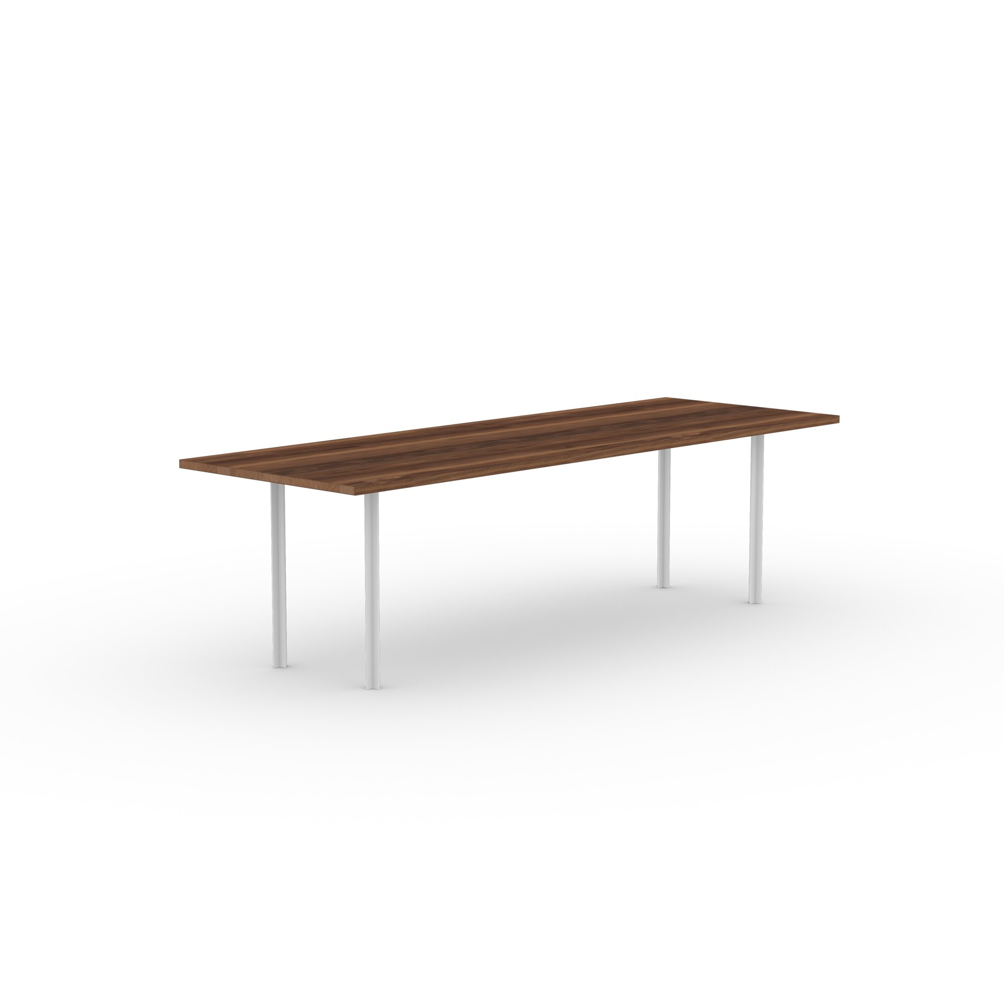 Rectangular Design dining table | Cross Dining Table Steel white powdercoating | Walnut naturel lacquer | Studio HENK | 
