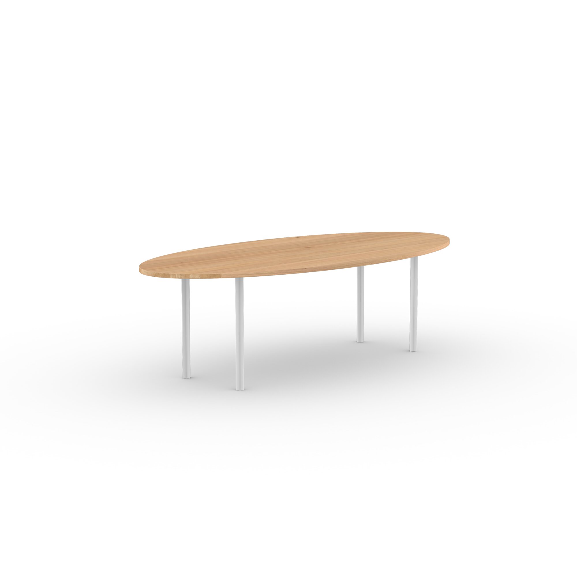 Oval Design dining table | Cross Dining Table Steel white powdercoating | Oak natural lacquer  | Studio HENK | 