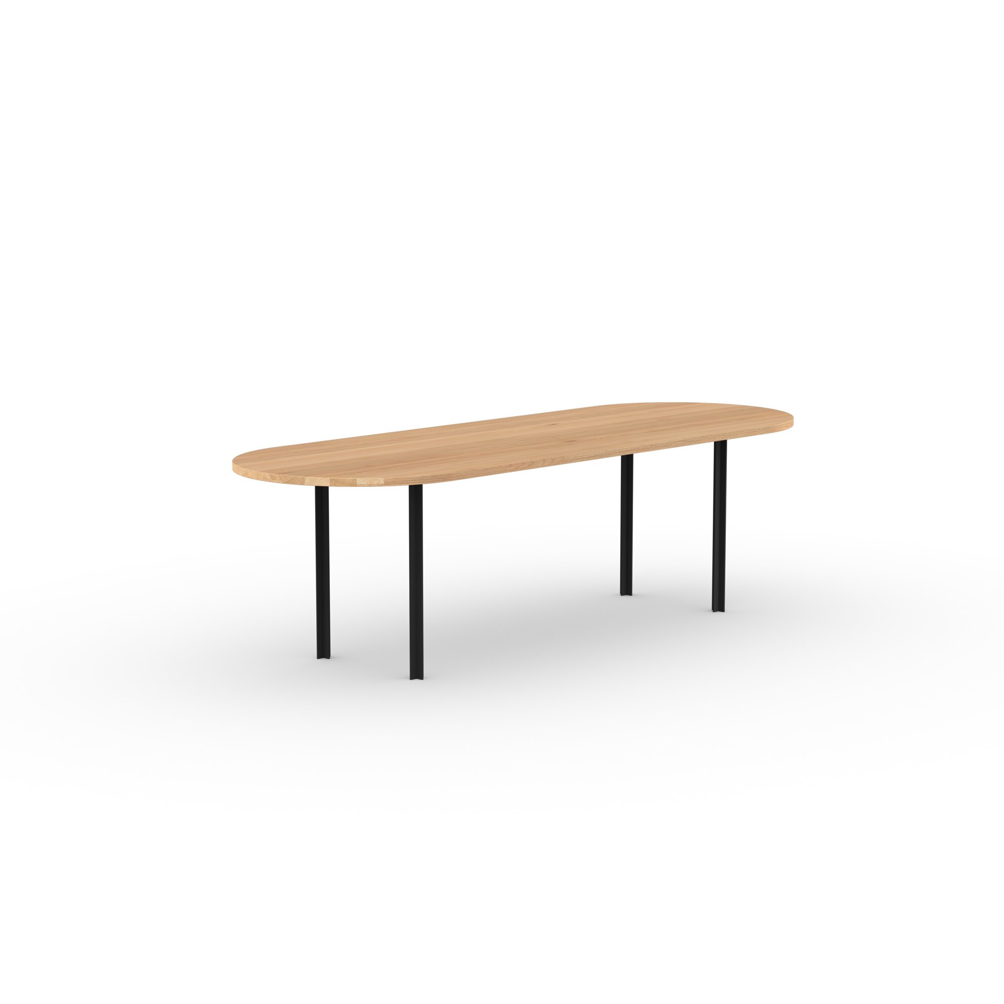 Flat oval Design dining table | Cross Dining Table Steel black powdercoating | Oak natural lacquer  | Studio HENK | 