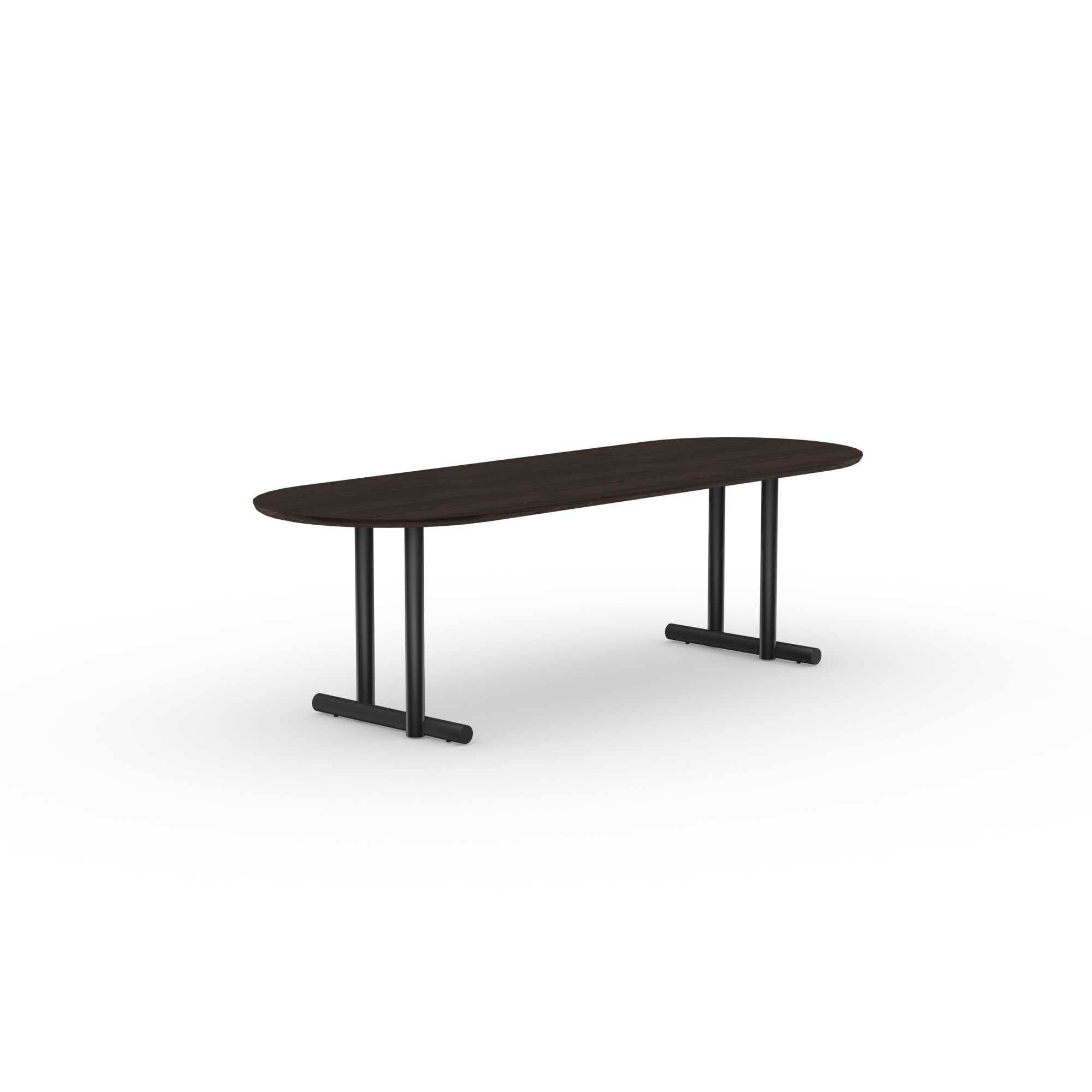 Flat oval Design dining table | Mikado Dining Table Steel black powdercoating | Oak smoked | Studio HENK | 