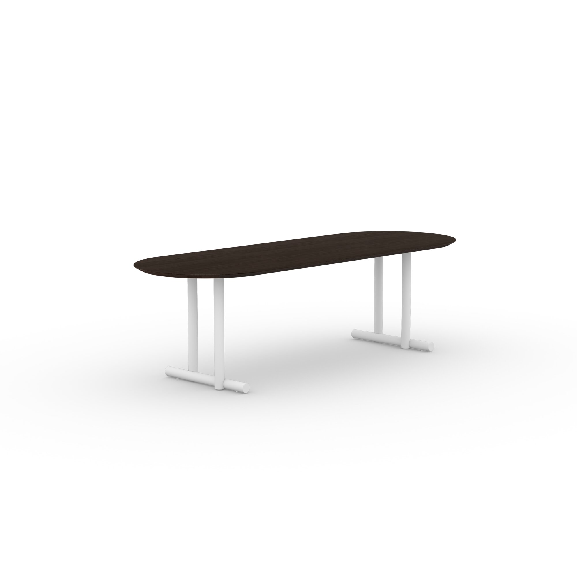 Flat oval Design dining table | Mikado Dining Table Steel white powdercoating | Oak smoked | Studio HENK | 