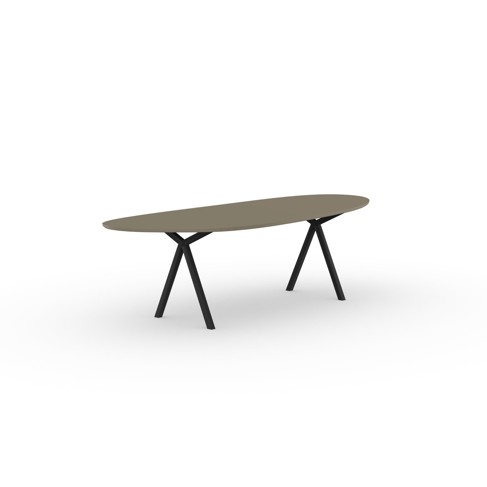 Blob Design dining table | Slim X-type Steel black powdercoating | HPL Fenix castoro ottawa | Studio HENK | 