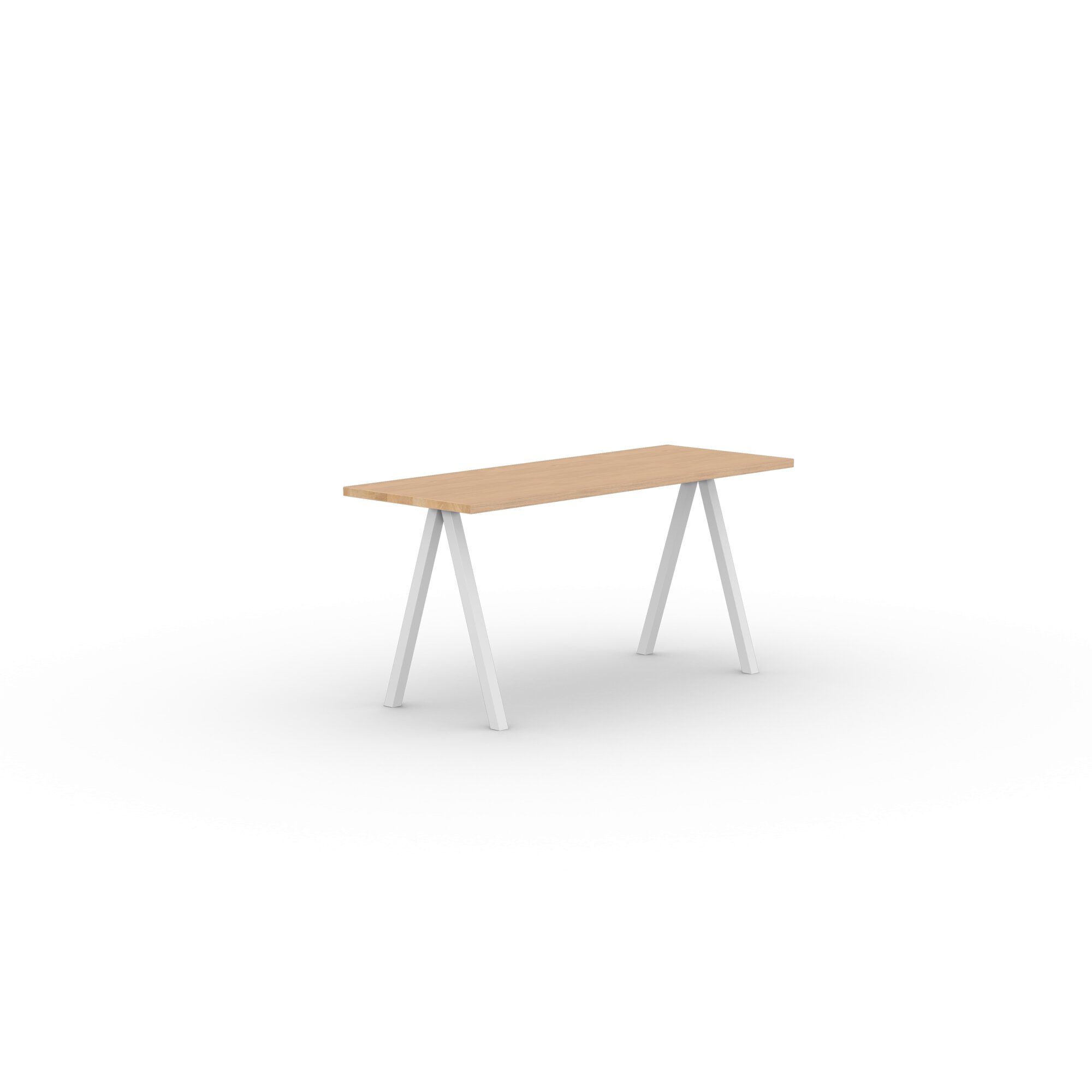 Rectangular Design dining table | Slim X-type Home Desk Steel white powdercoating | Oak hardwax oil natural light | Studio HENK | 