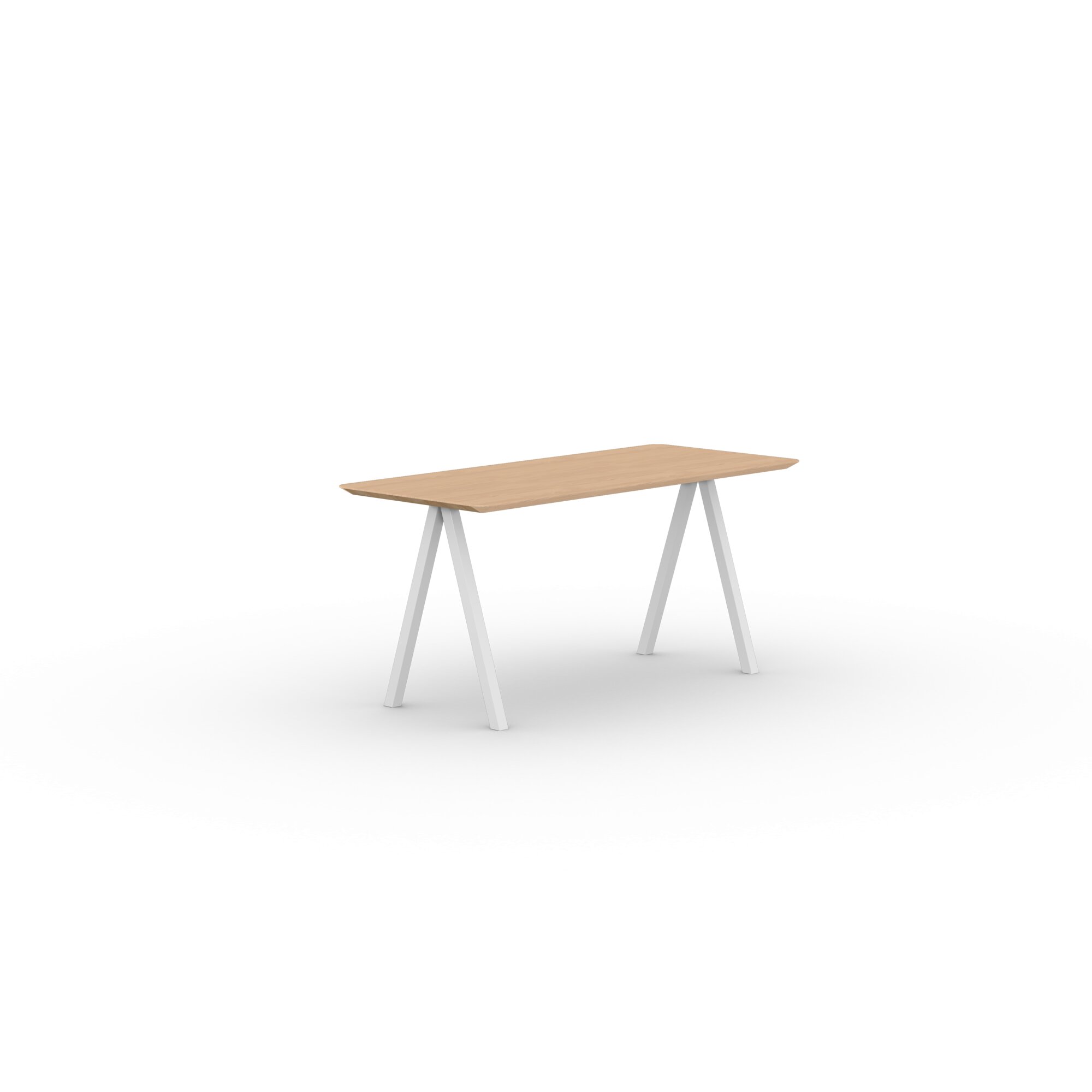 Rectangular Design dining table | Slim X-type Home Desk Steel white powdercoating | Oak hardwax oil natural light | Studio HENK| 