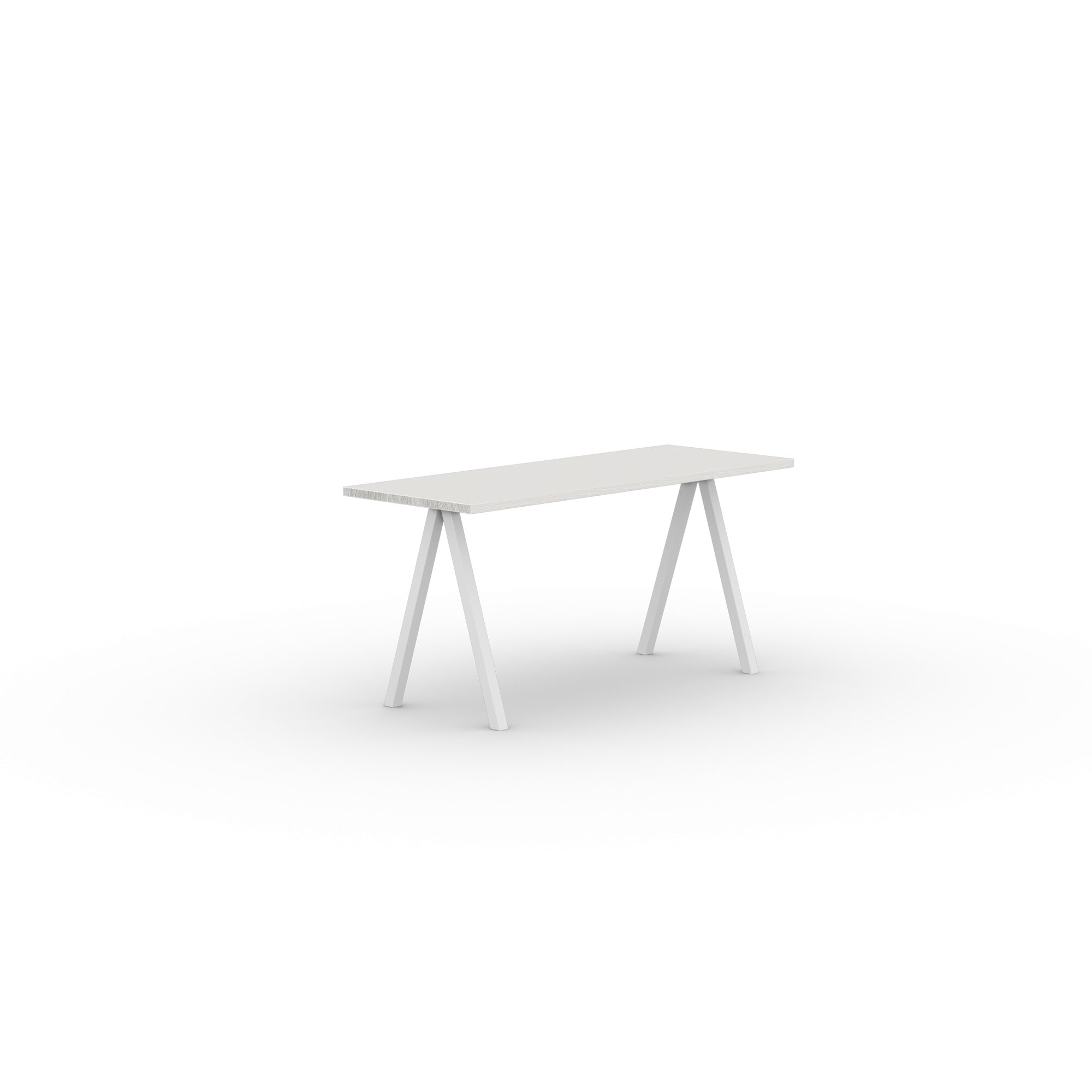 Rectangular Design dining table | Slim X-type Home Desk Steel white powdercoating | Oak white lacquer | Studio HENK | 