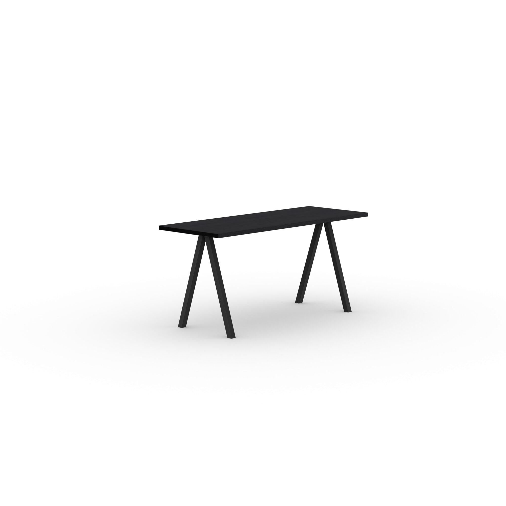 Rectangular Design dining table | Slim X-type Home Desk Steel black powdercoating | Oak black lacquer | Studio HENK | 