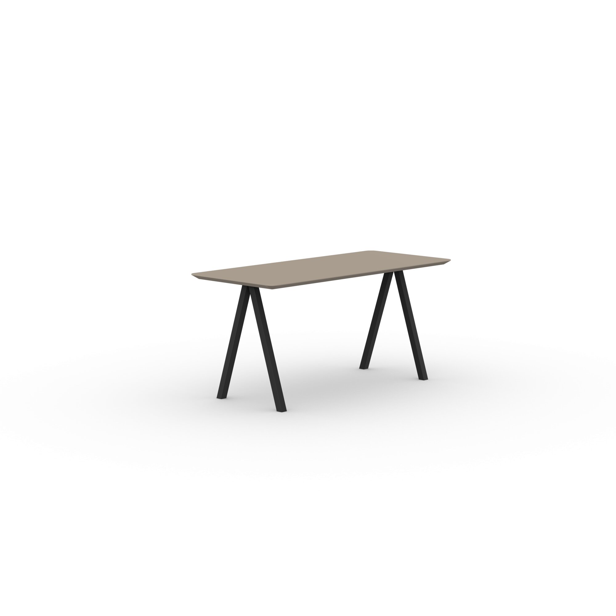 Rectangular Design dining table | Slim X-type Home Desk Steel black powdercoating | HPL Fenix beige arizona | Studio HENK| 