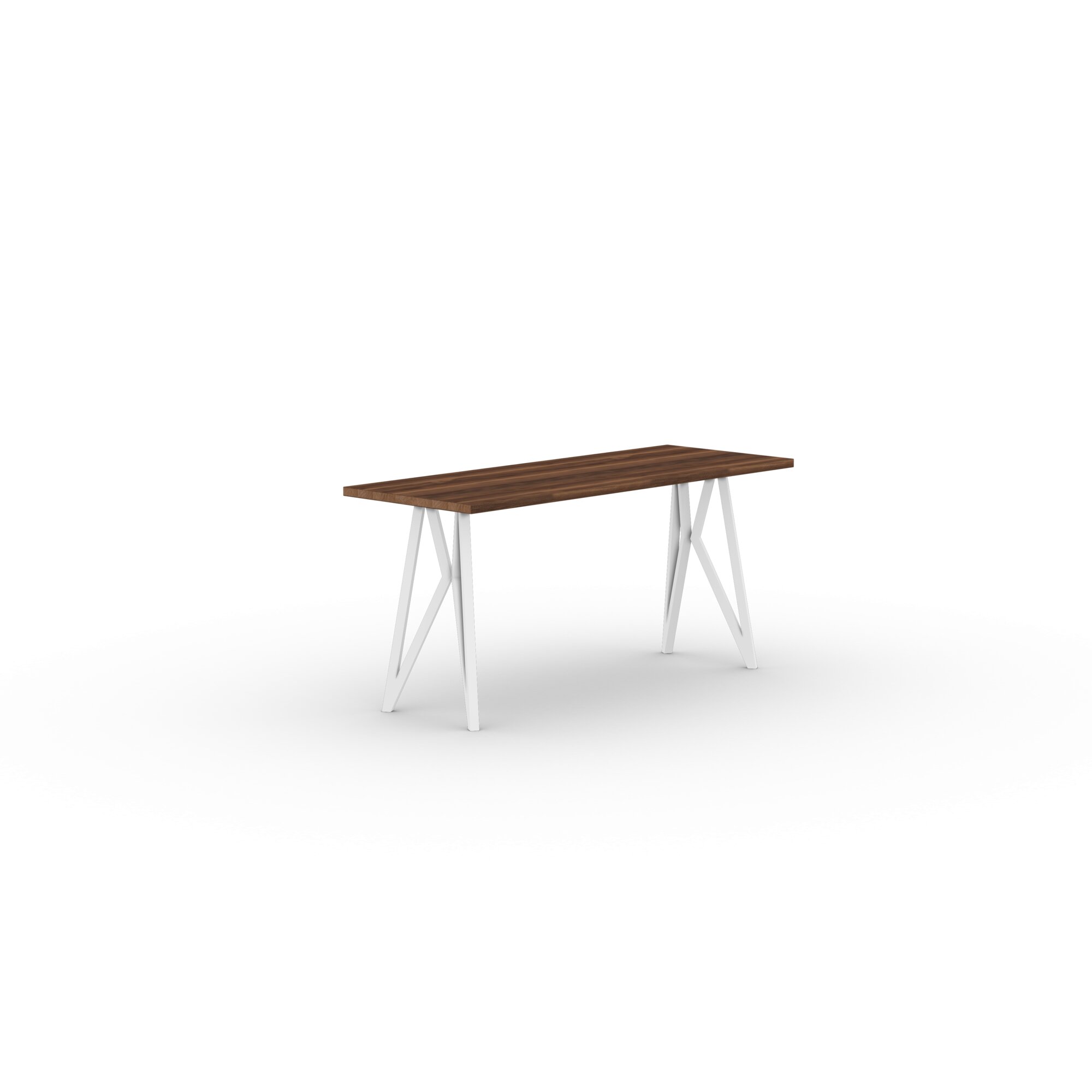 Rectangular Design dining table | Butterfly Home Desk Steel white powdercoating | Walnut naturel lacquer | Studio HENK | 