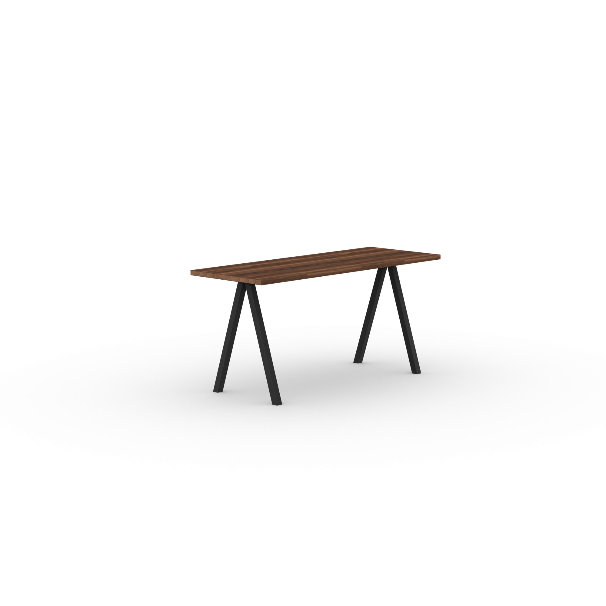 Rectangular Design dining table | Slim X-type Home Desk Steel black powdercoating | Walnut naturel lacquer | Studio HENK | 