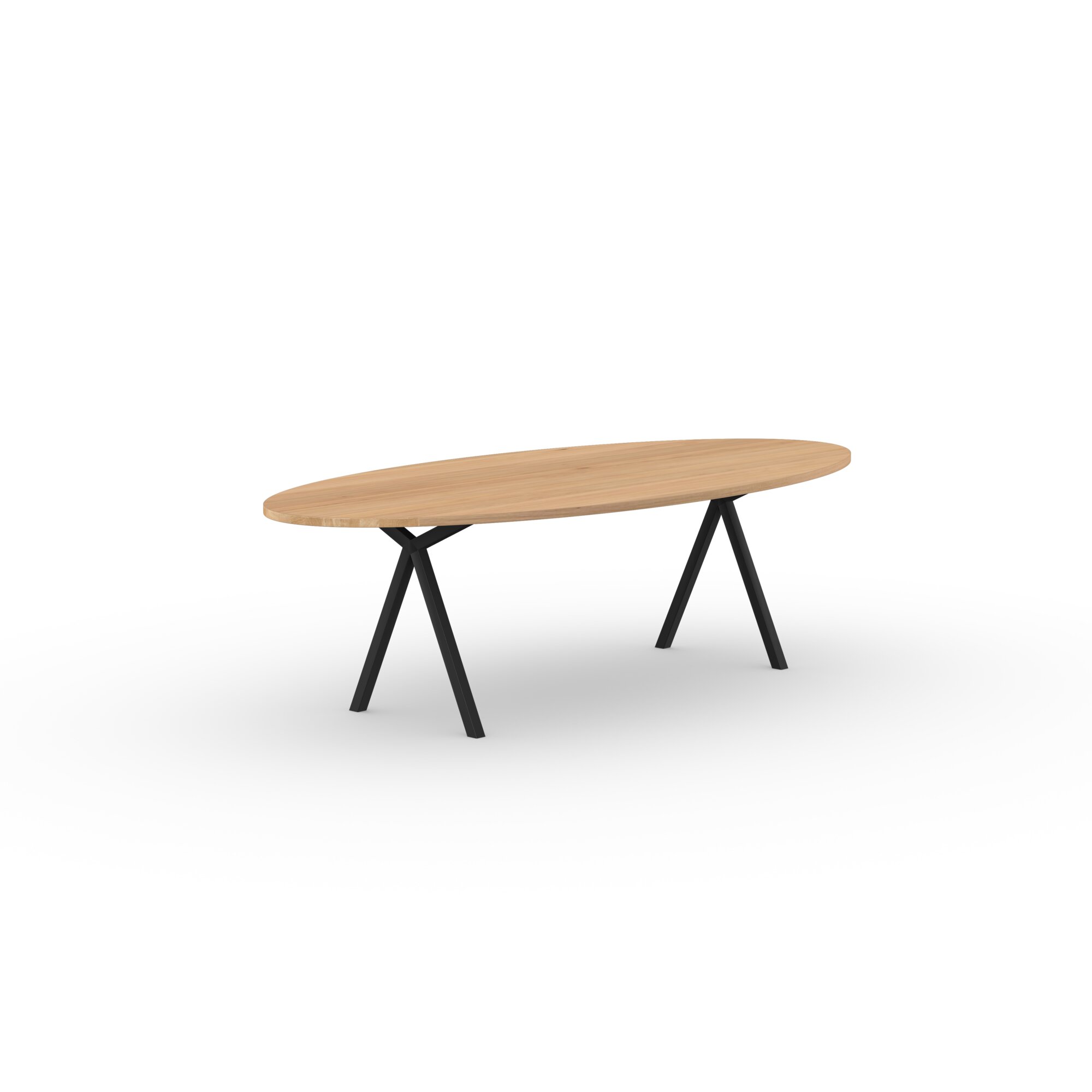 Ovale Design dining table | Slim X-type Steel black powdercoating | Oak natural lacquer  | Studio HENK | 