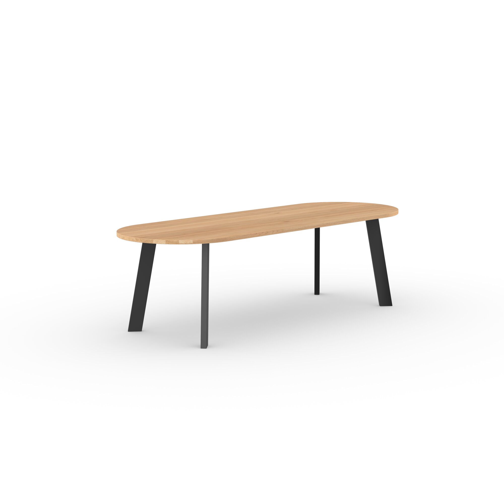Flat oval Design dining table | New Co Steel black powdercoating | Oak natural lacquer  | Studio HENK | 