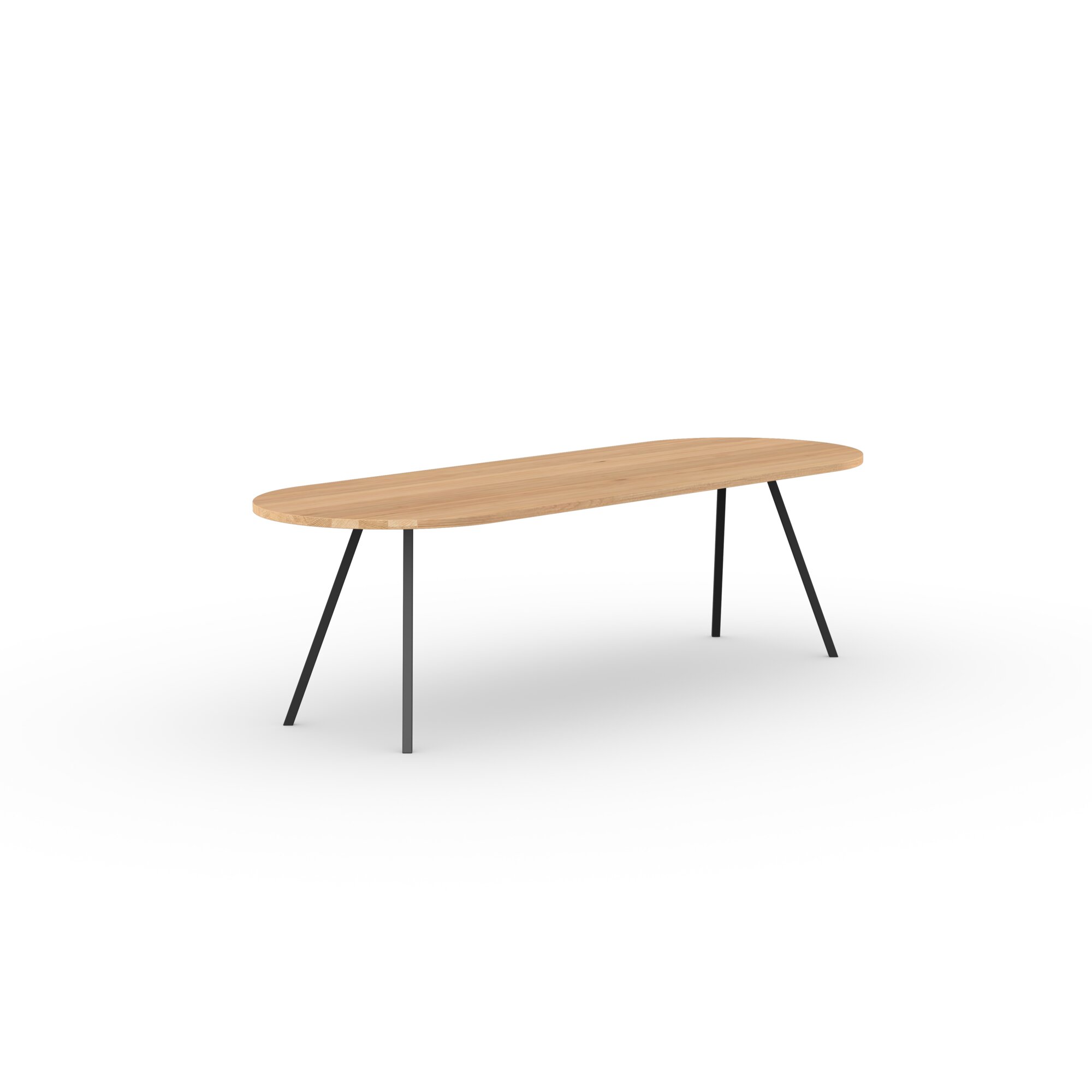 Flat oval Design dining table | Slim Co Steel black powdercoating | Oak natural lacquer  | Studio HENK | 